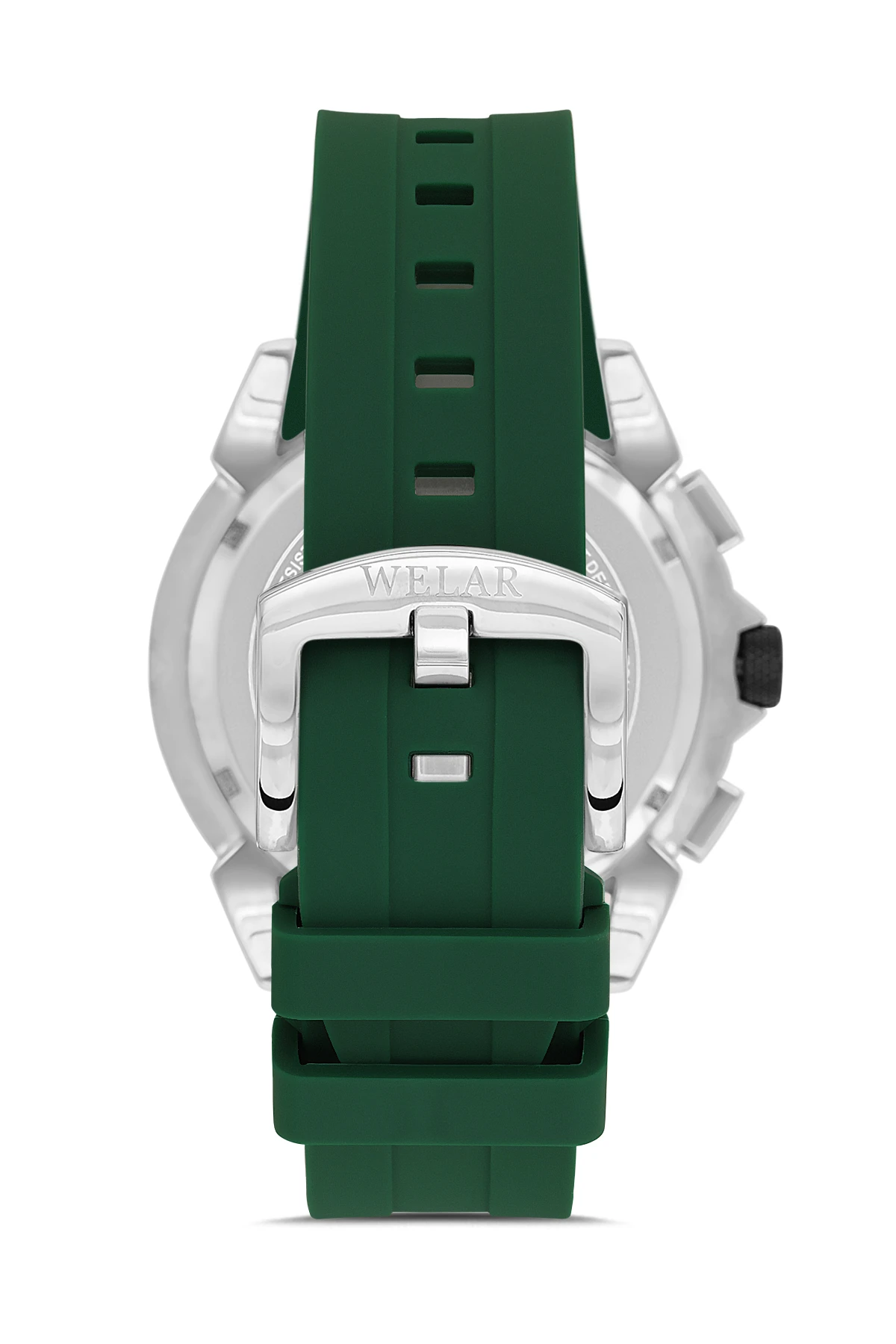 WEL5258-7 Yeşil Kadran ve Silikon Kordon Gümüş Silver Kaplama Erkek Kol Saati