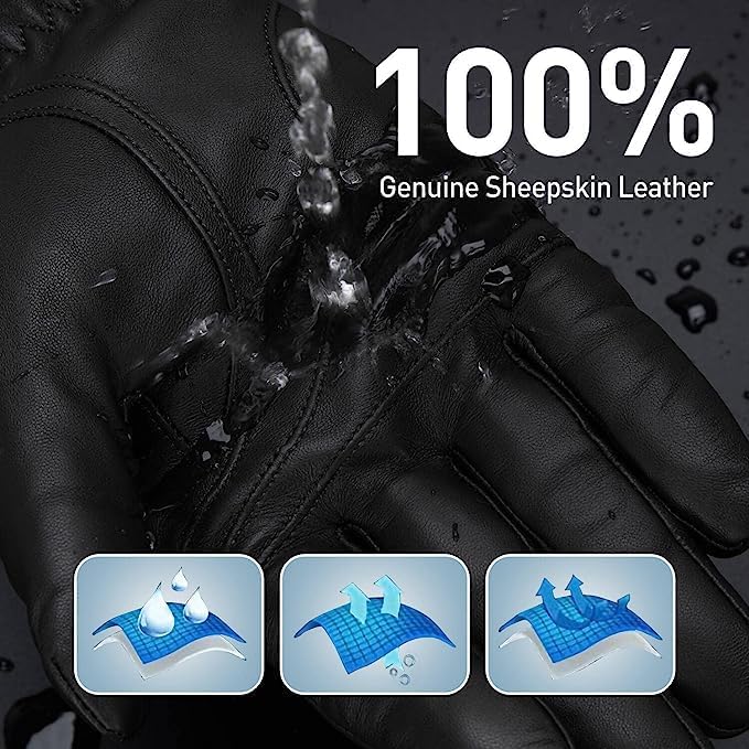 BISON DENIM Hakiki Deri Dokunmatik Eldiven – Smartphone Uyumlu