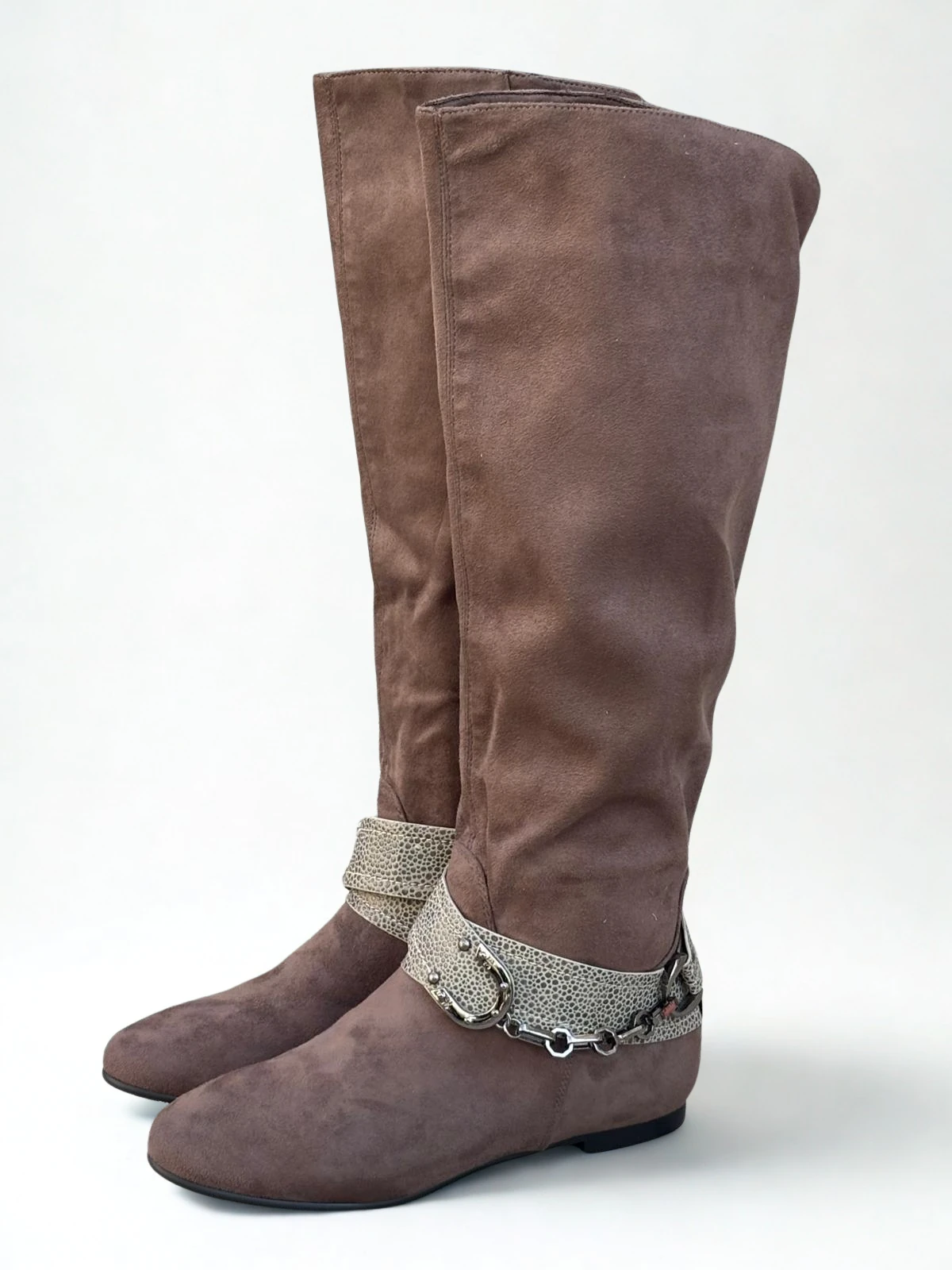 Kadın Nubuk Toka Detaylı Çizme - bej