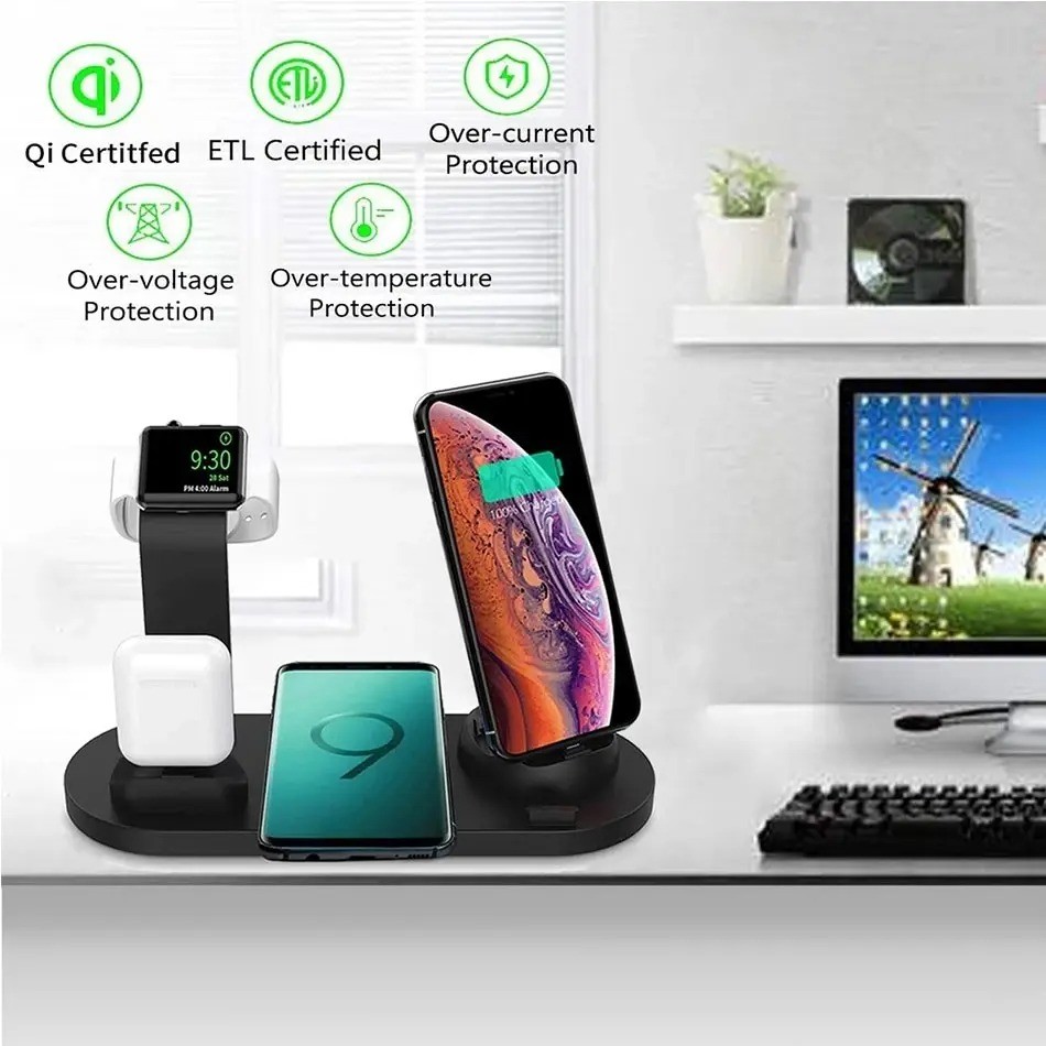 5 in 1 Çoklu Şarj İstasyonu Kablosuz Masa üstü Set Telefon Standı