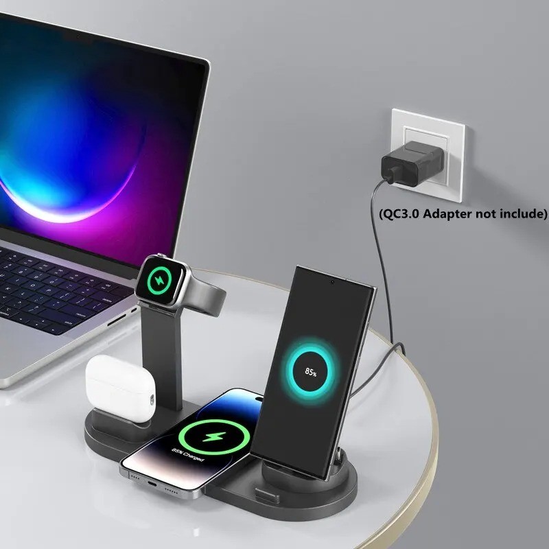 5 in 1 Çoklu Şarj İstasyonu Kablosuz Masa üstü Set Telefon Standı