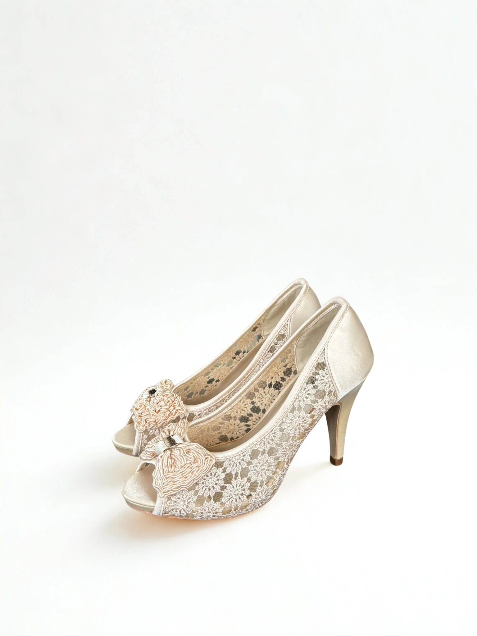 Saten Kadın Abiye Ayakkabı - bej