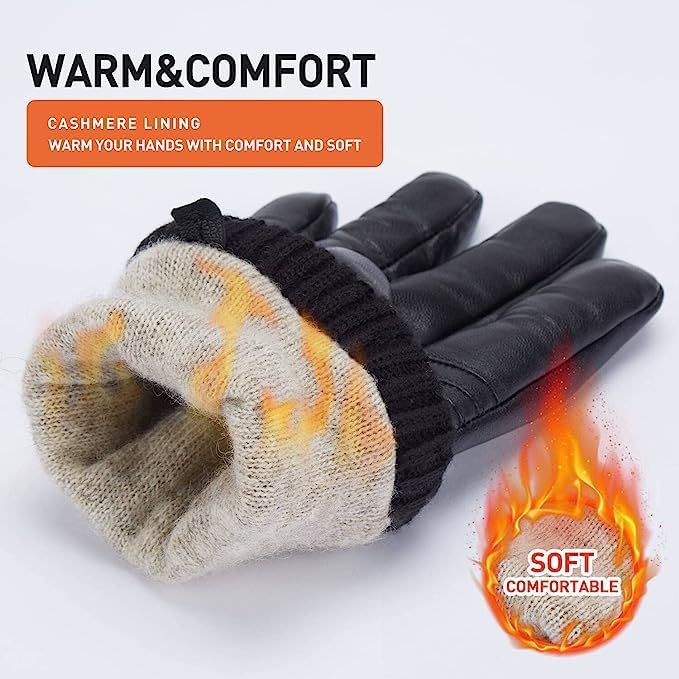 BISON DENIM Hakiki Deri Dokunmatik Eldiven – Smartphone Uyumlu