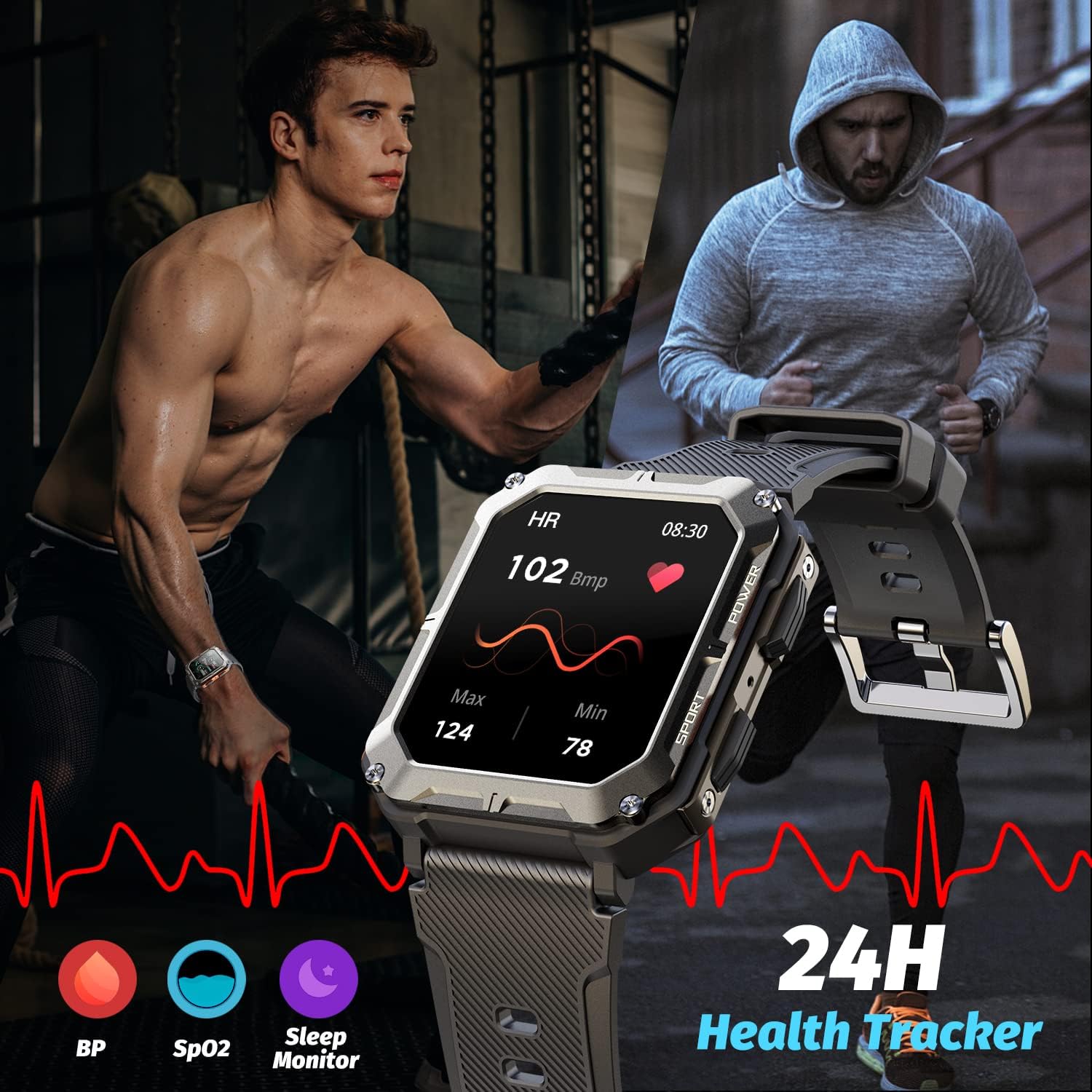 HOFIT Akıllı Saat – Bluetooth Çağrı, HD Dokunmatik Ekran, Fitness Takibi, Erkekler için Dayanıklı Saat, Android & iOS Uyumlu