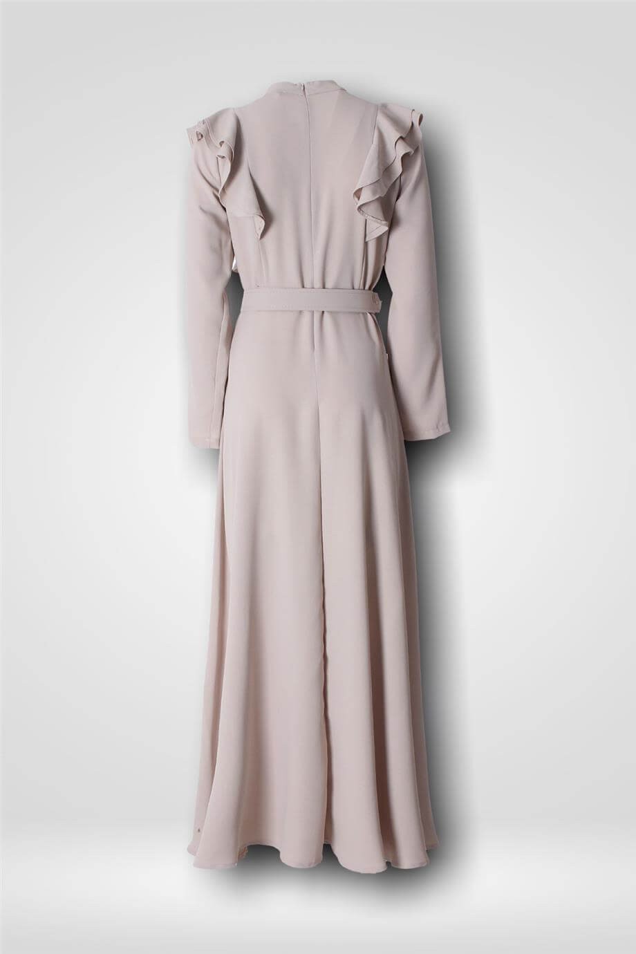 PR 3002 Ayna Kemerli 145 Cm Elbise - Gri