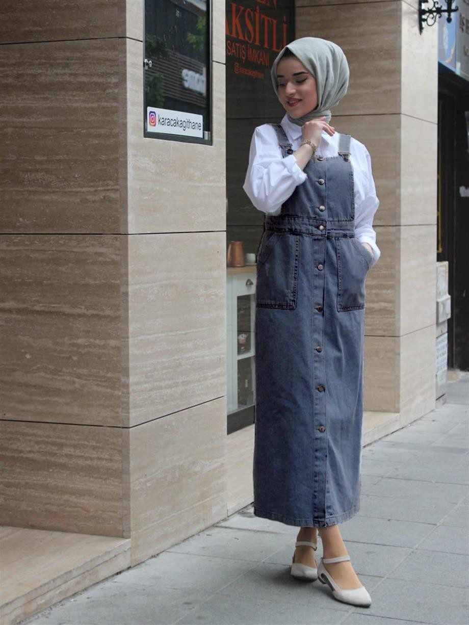 Hilal Moda Denim Salopet 130 Cm - Antra