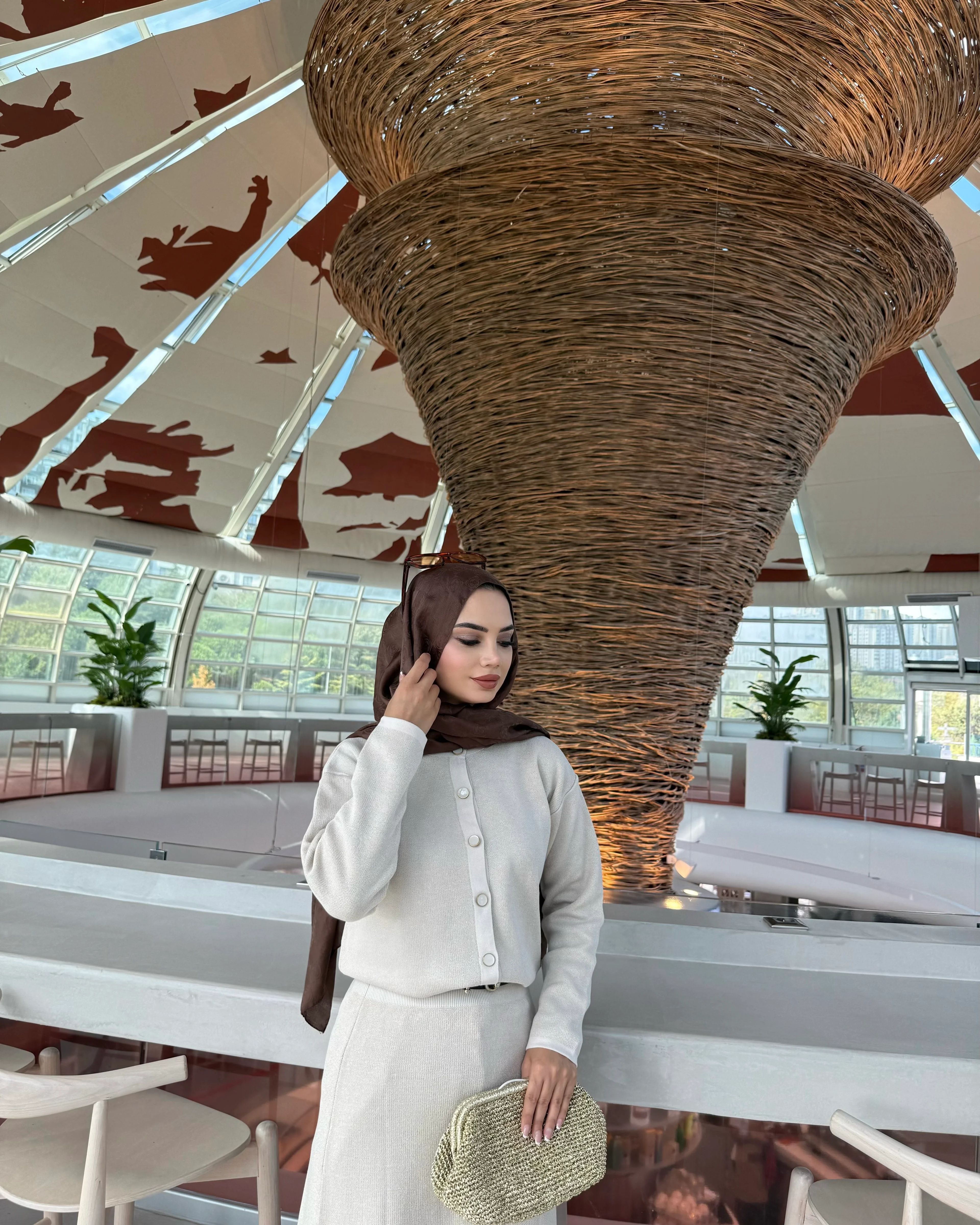 Rosa Simli İkili Takım Bej