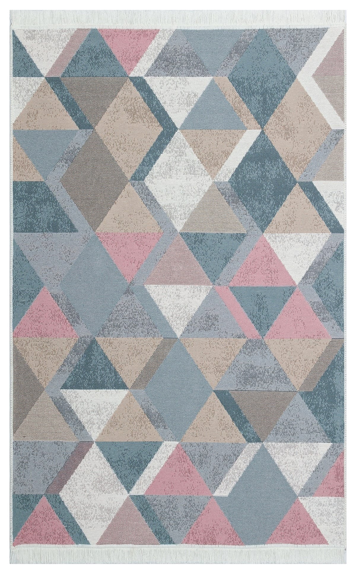 ARYA AR 10 BLUE PINK Yıkanabilir Çift Taraflı Modern Desenli Dokuma Kilim