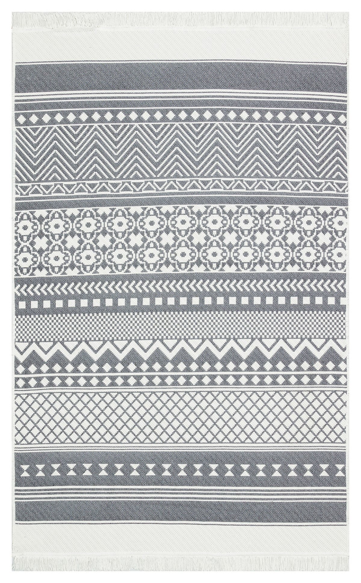 ARYA AR 07 GREY Yıkanabilir Çift Taraflı Modern Desenli Dokuma Kilim