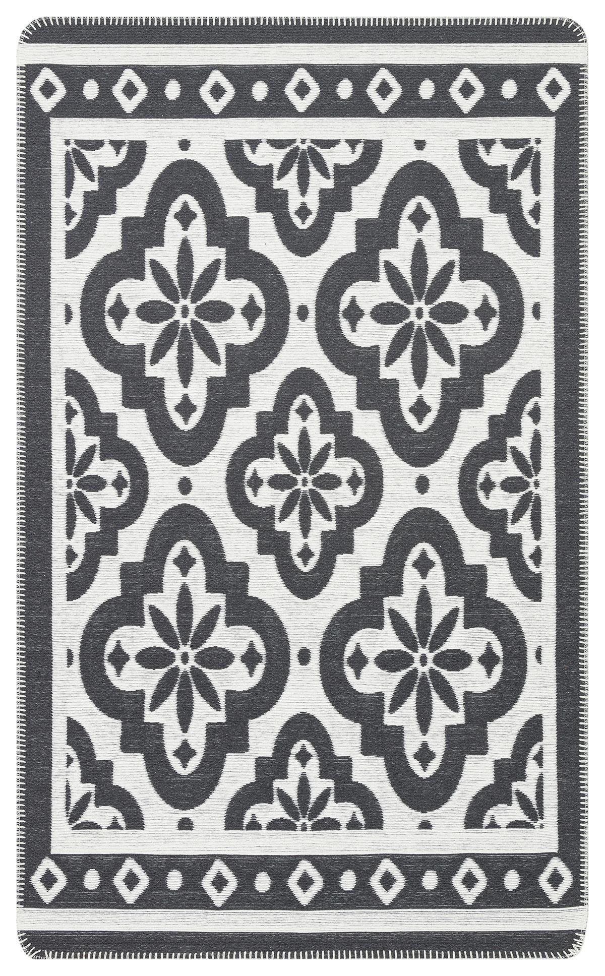 ARYA NEO ARN 08 ANTRASIT WHITE Yıkanabilir Kaymaz Tabanlı Modern Pamuk Kilim