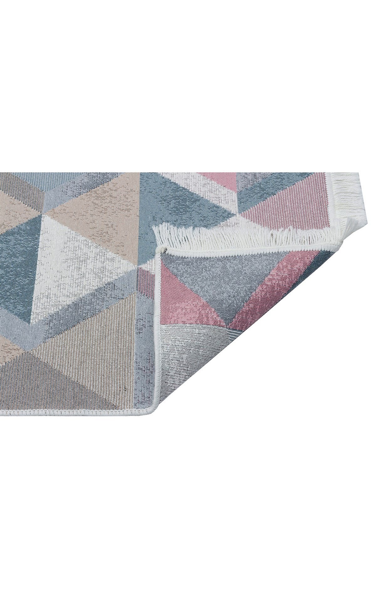 ARYA AR 10 BLUE PINK Yıkanabilir Çift Taraflı Modern Desenli Dokuma Kilim