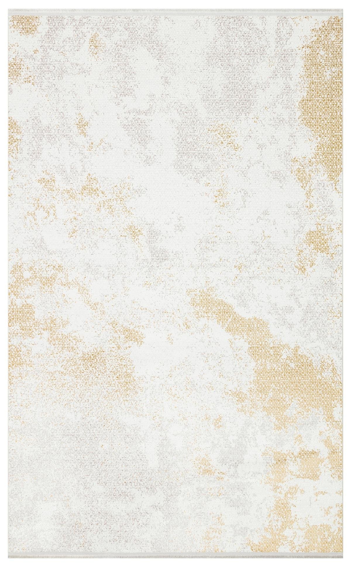 SATEEN ST 108 CREAM GOLD Yıkanabilir Kaymaz Tabanlı Hav Vermez Sık Dokuma Modern Halı