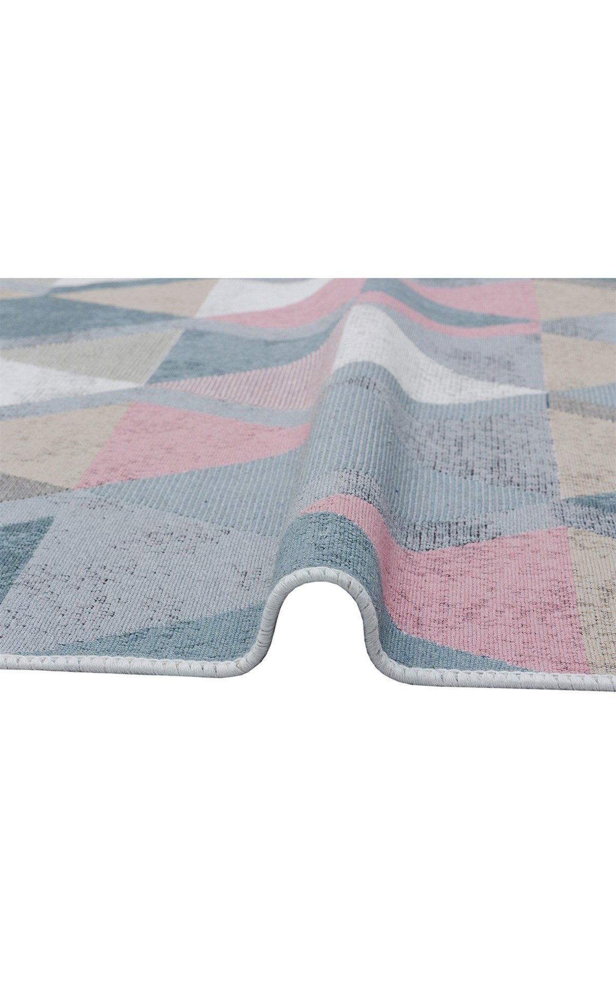 ARYA AR 10 BLUE PINK Yıkanabilir Çift Taraflı Modern Desenli Dokuma Kilim