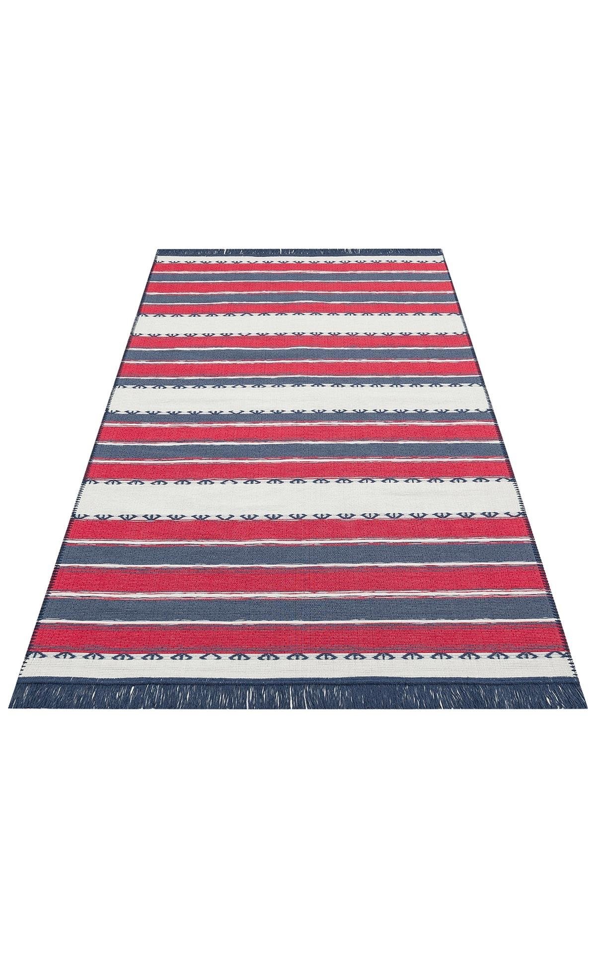 ARYA CRAFT ARC 05 RED NAVY Hav Toz Vermez Yıkanabilir Modern Desenli Dokuma Kilim