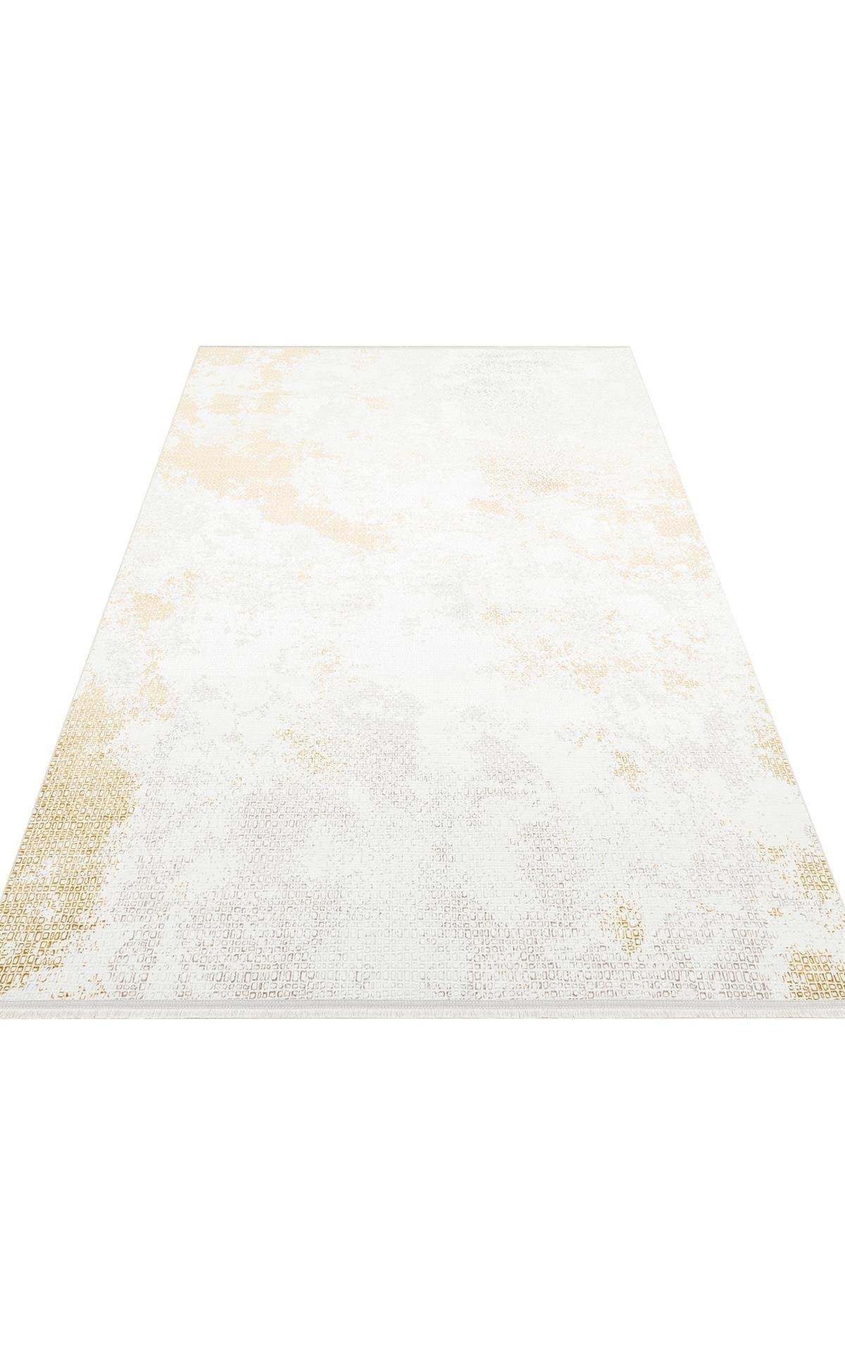 SATEEN ST 108 CREAM GOLD Yıkanabilir Kaymaz Tabanlı Hav Vermez Sık Dokuma Modern Halı