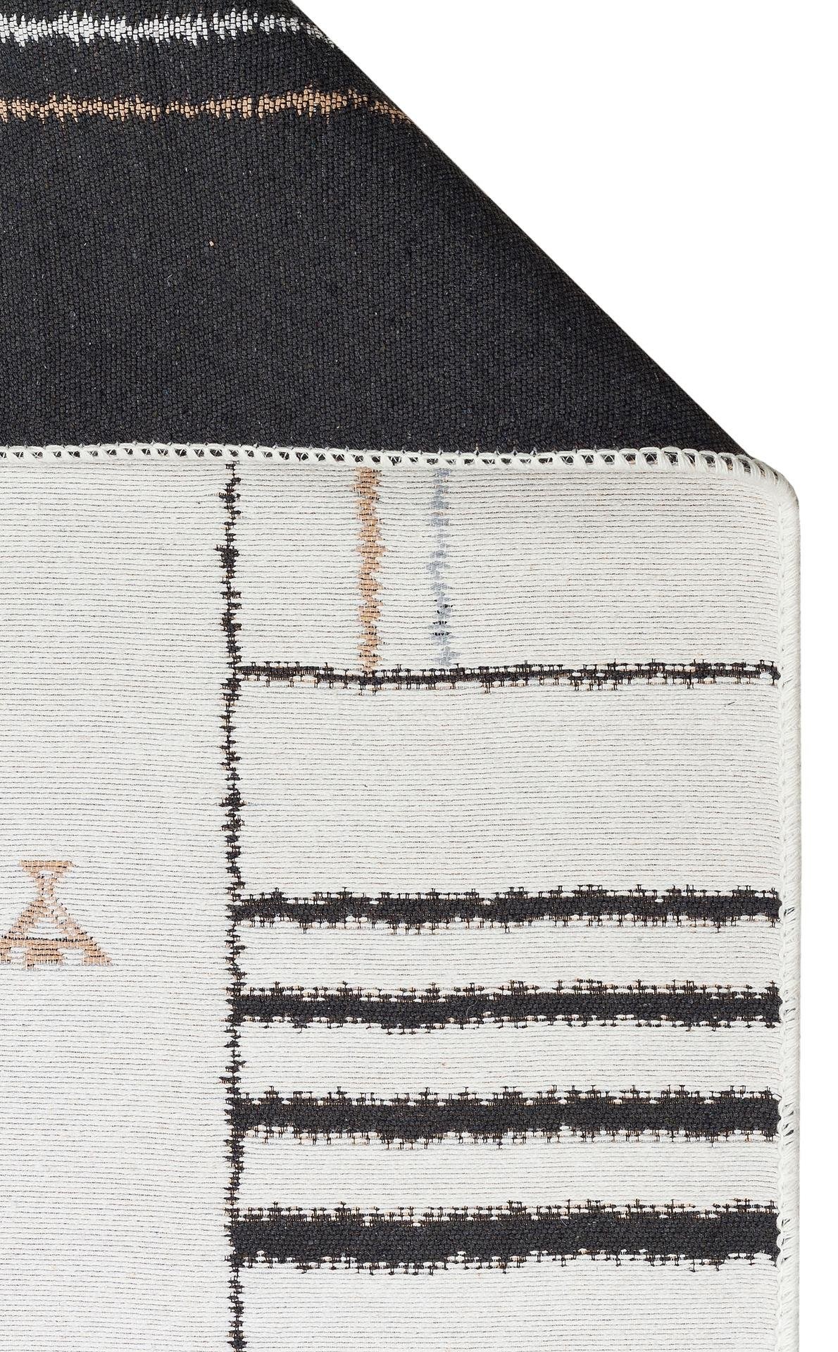 ARYA AR 41 CREAM BLACK Yıkanabilir Çift Taraflı Modern Desenli Dokuma Kilim