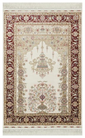 ISFAHAN SECCADE ISF SCD 01 CREAM RED Klasik Desenli Yüksek Kalite Sık Dokuma Seccade