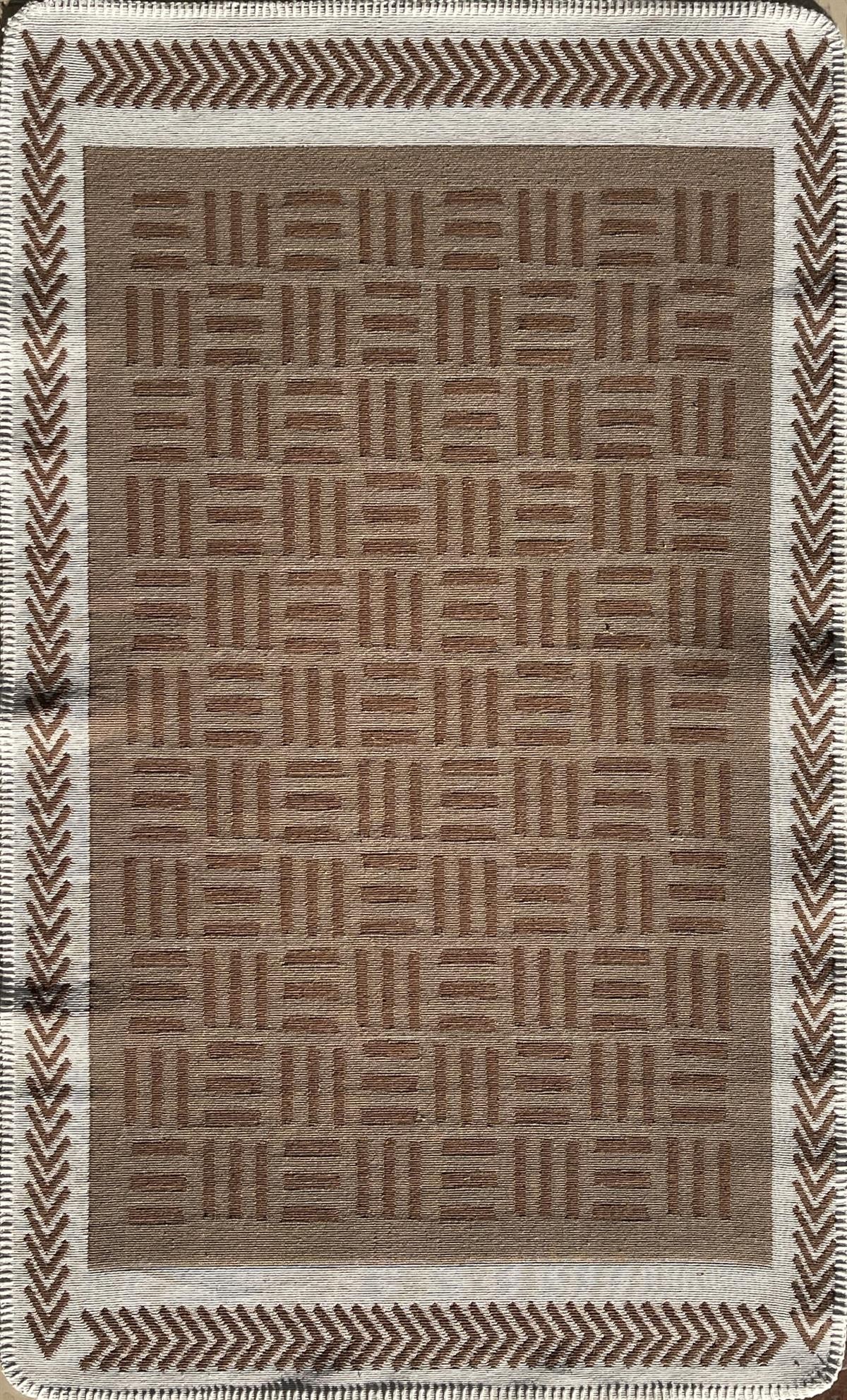 ARYA NEO ARN 03 BROWN WHITE Yıkanabilir Kaymaz Tabanlı Modern Pamuk Kilim