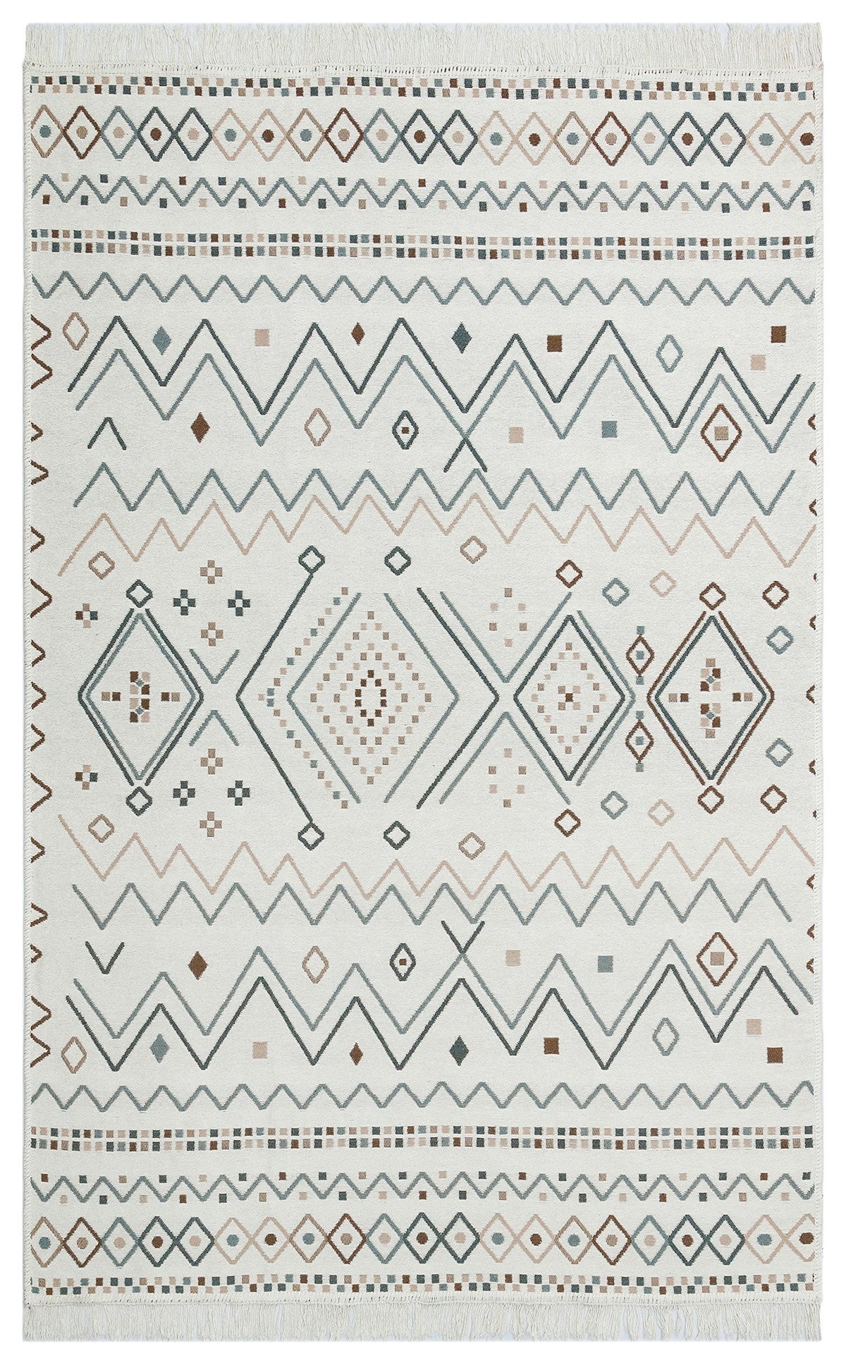 ARYA AR 05 BEIGE BLUE Yıkanabilir Çift Taraflı Modern Desenli Dokuma Kilim