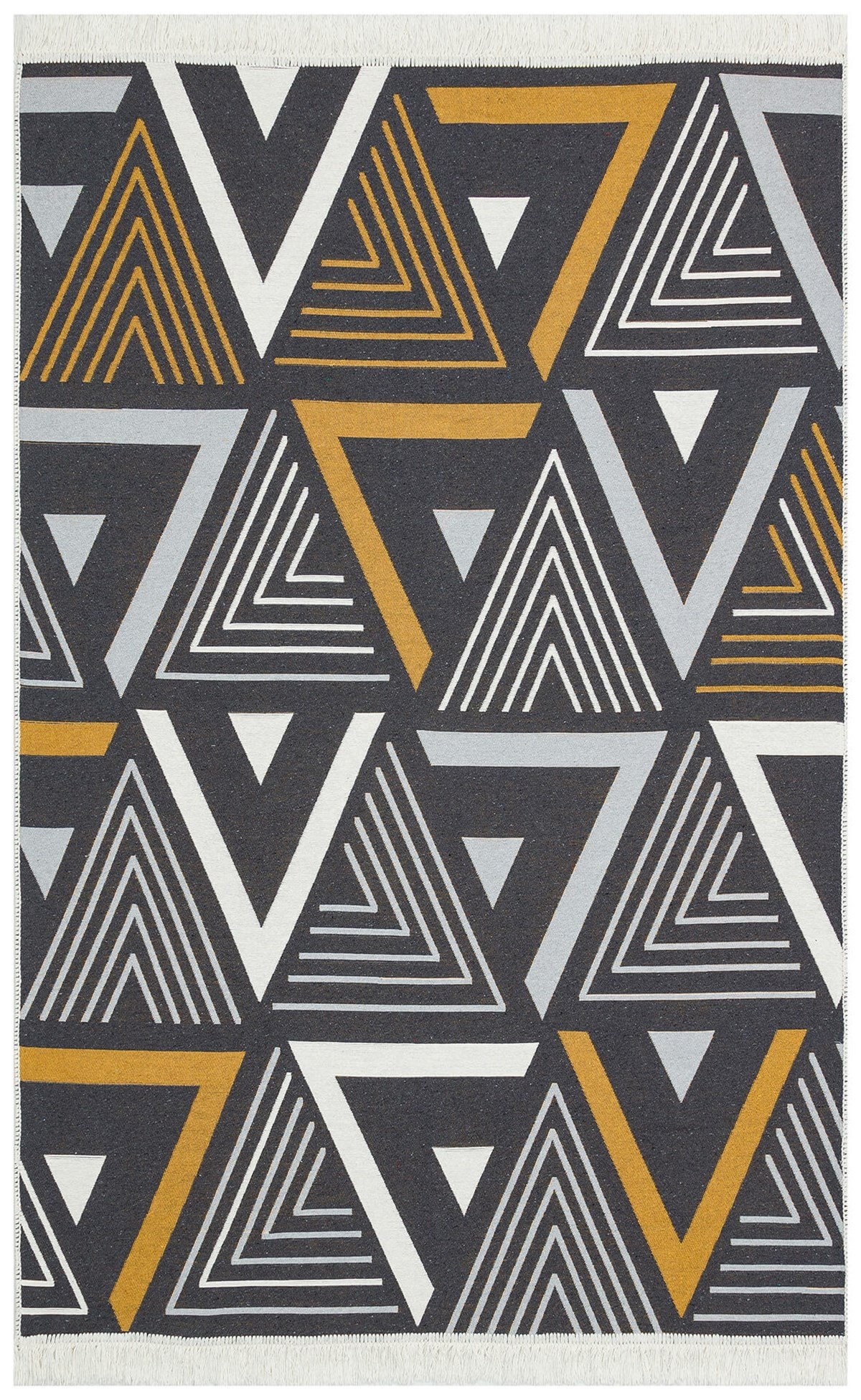 ARYA AR 18 YELLOW GREY Yıkanabilir Çift Taraflı Modern Desenli Dokuma Kilim