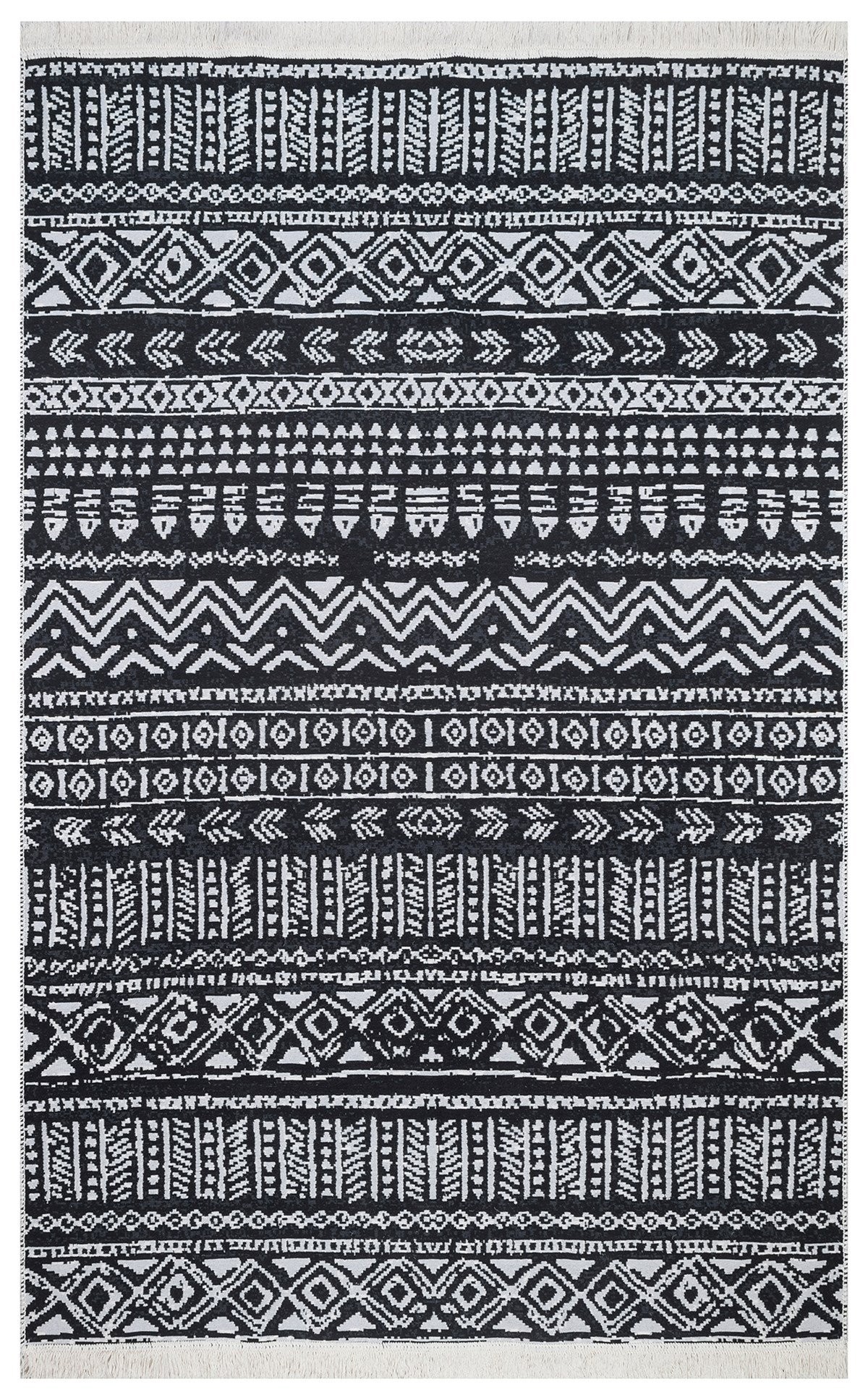 ARYA AR 03 BLACK Yıkanabilir Çift Taraflı Modern Desenli Dokuma Kilim