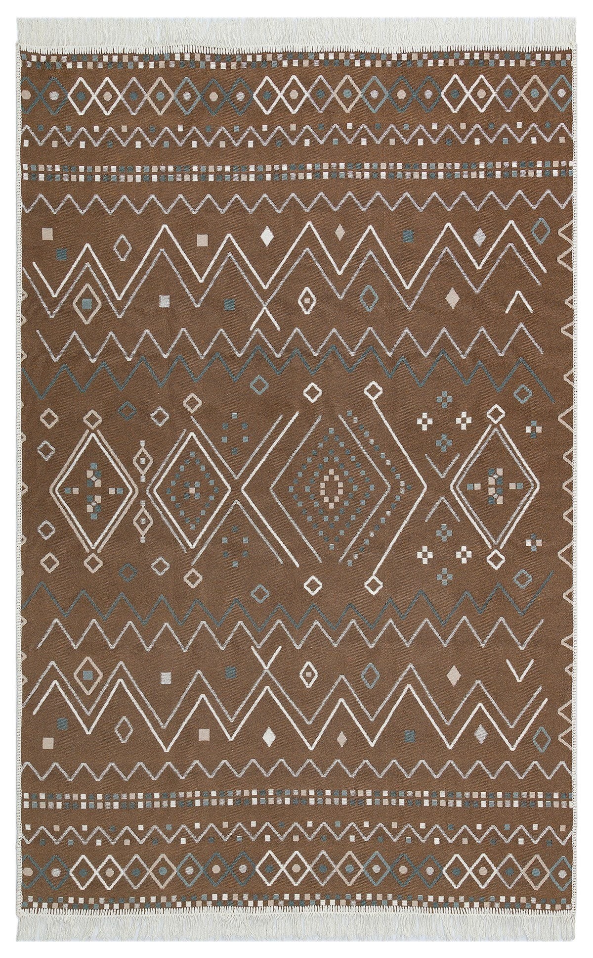 ARYA AR 05 BEIGE BLUE Yıkanabilir Çift Taraflı Modern Desenli Dokuma Kilim