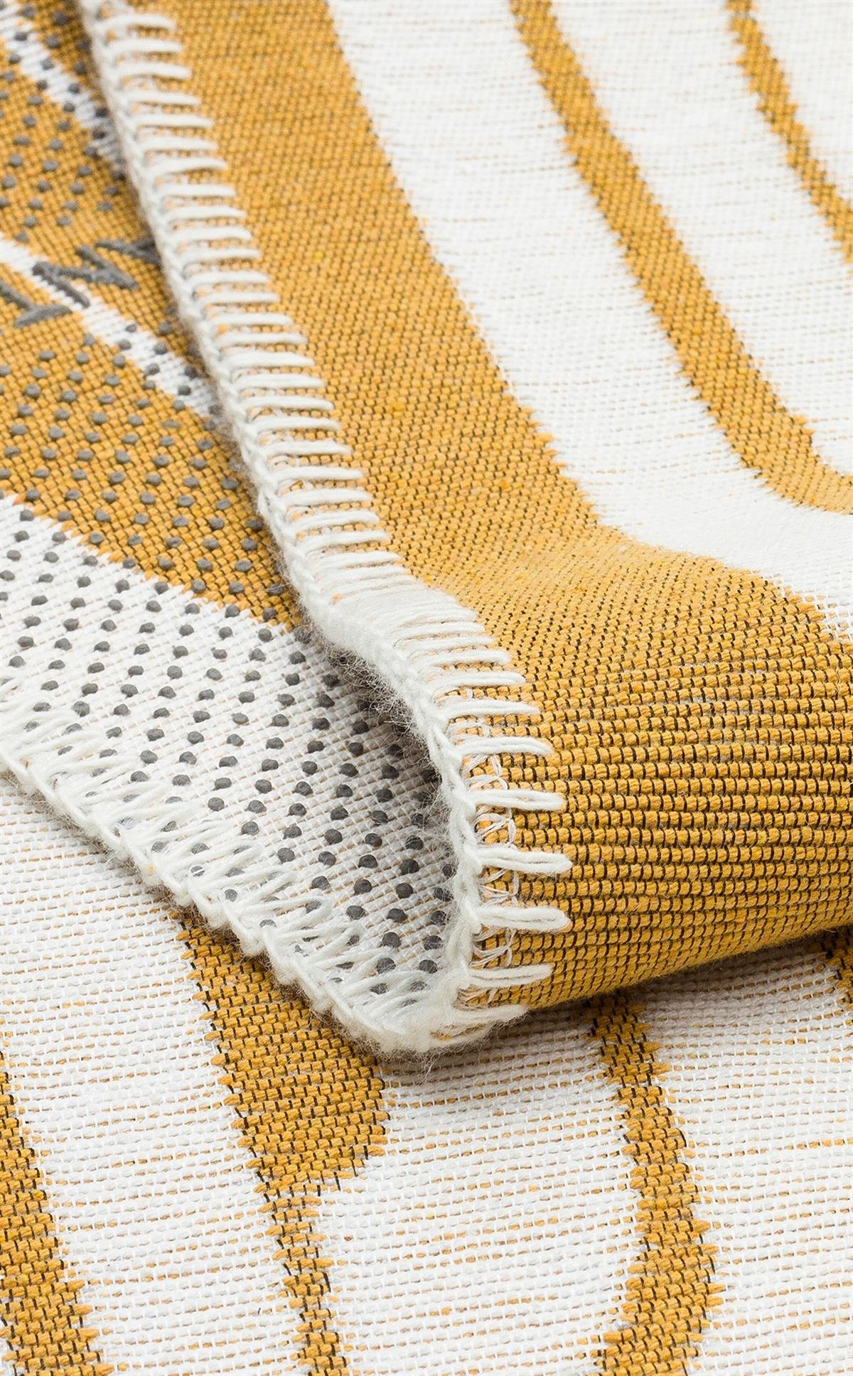 ARYA NEO ARN 10 WHITE YELLOW Yıkanabilir Kaymaz Tabanlı Modern Pamuk Kilim