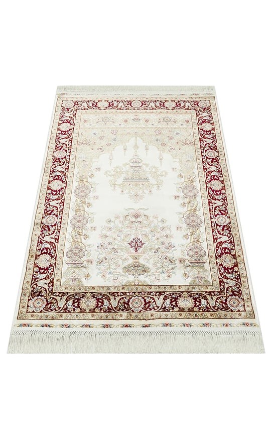 ISFAHAN SECCADE ISF SCD 01 CREAM RED Klasik Desenli Yüksek Kalite Sık Dokuma Seccade