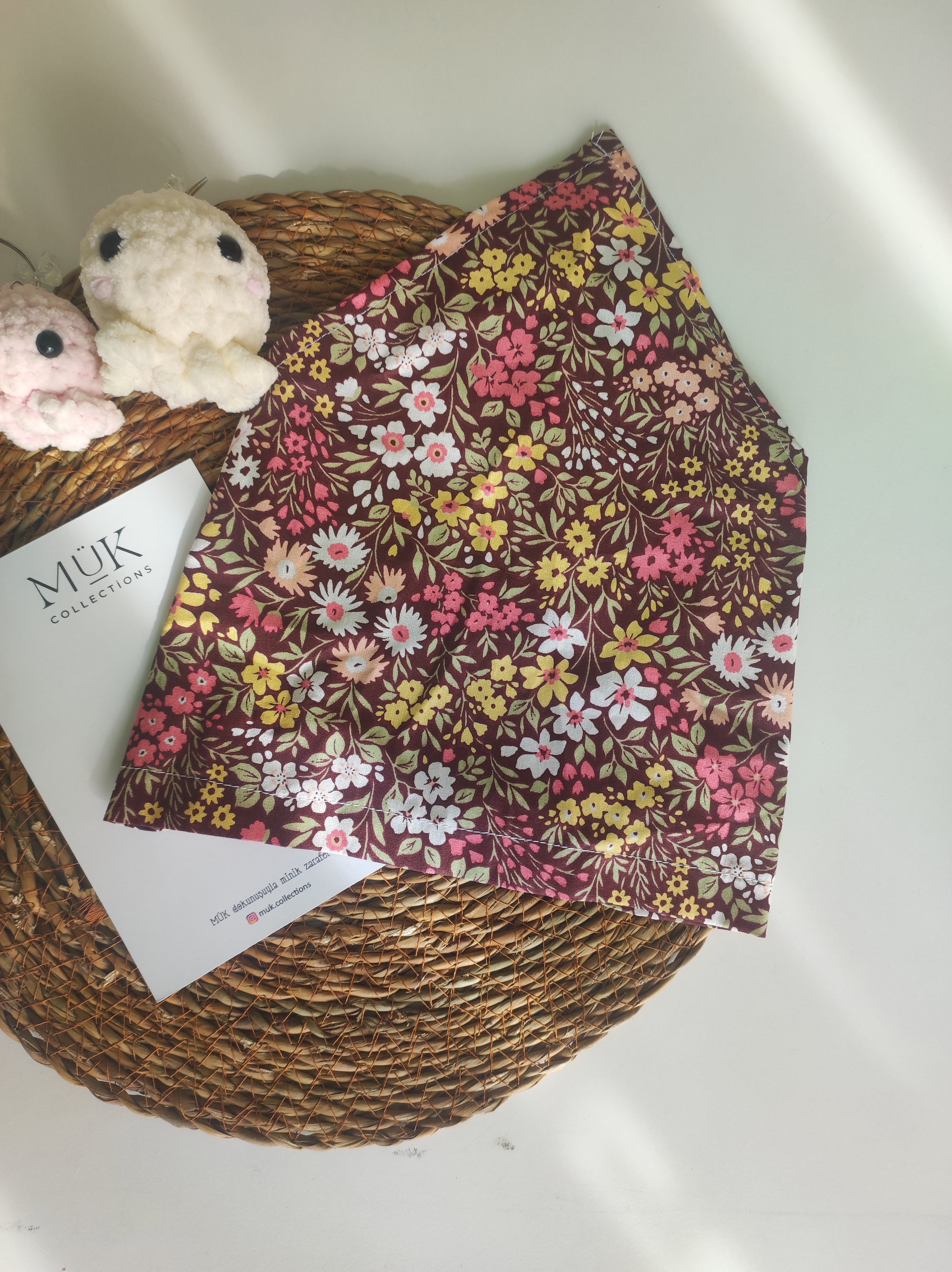 Bloomy Çiçek Desenli Bandana – Mük collections - Koyu Kahve