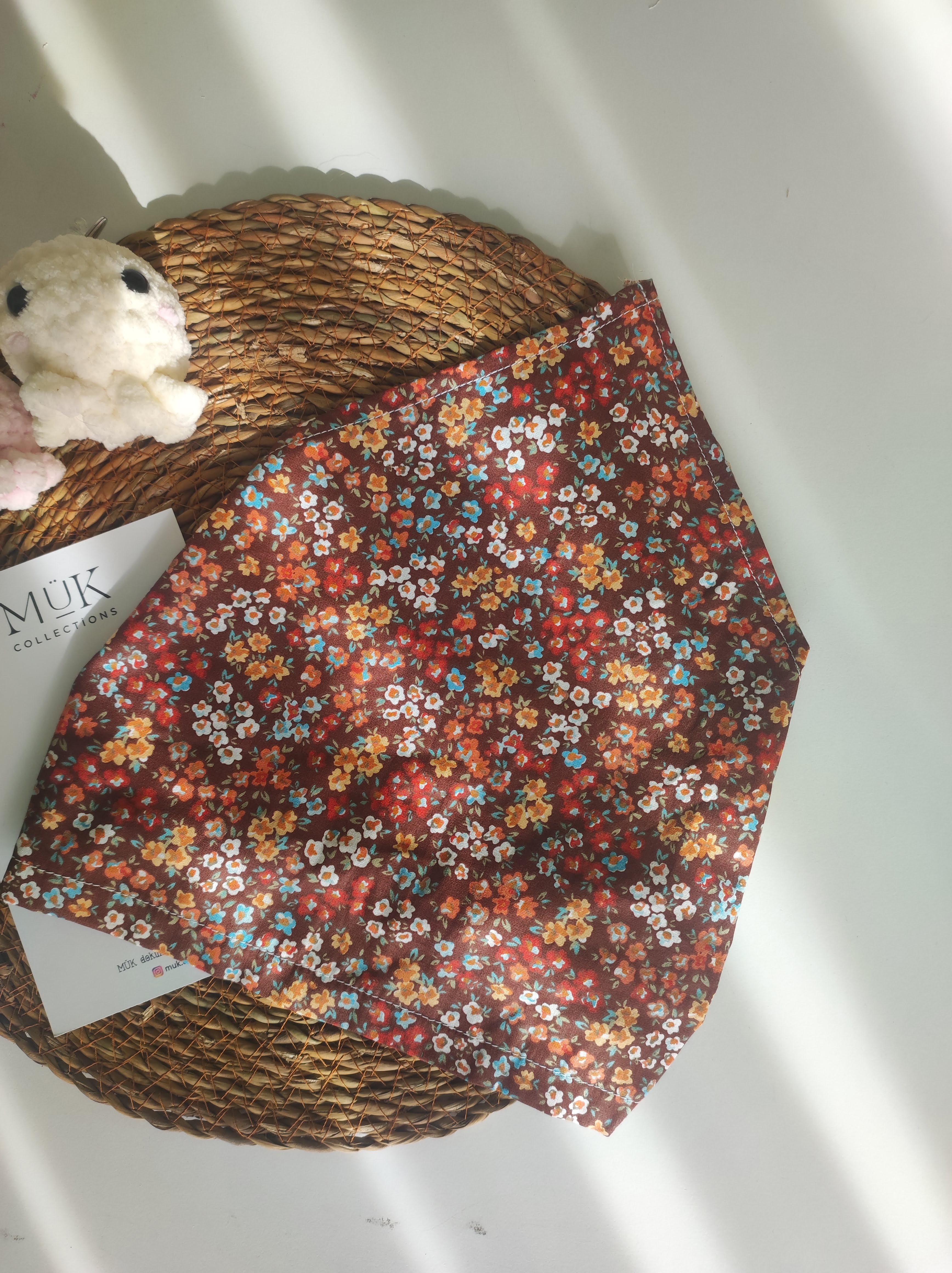 Bloomy Çiçek Desenli Bandana – Mük collections - Açık Kahve