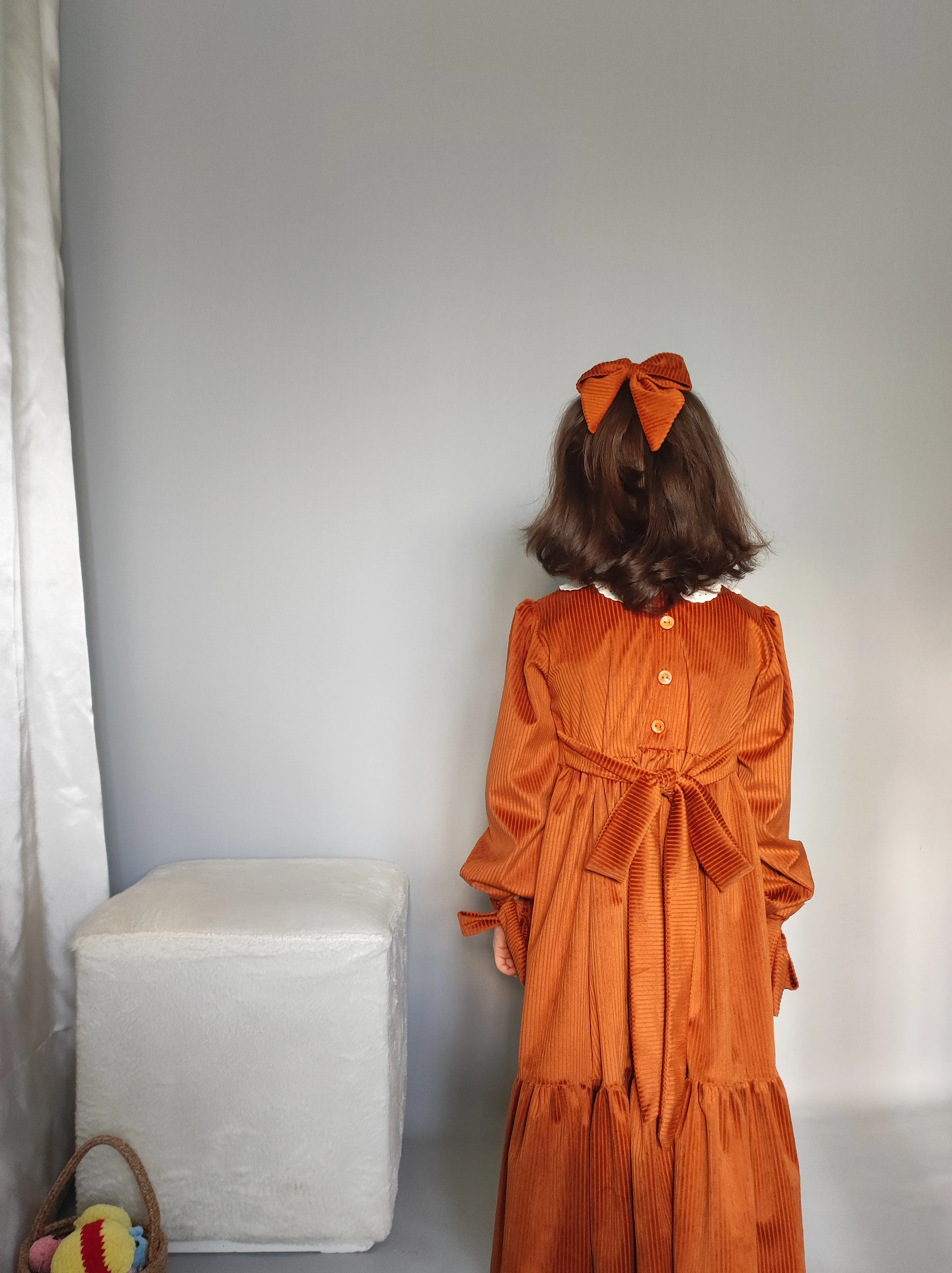 Kız Çocuk Fisto Yaka Kadife Elbise | Mük Collections