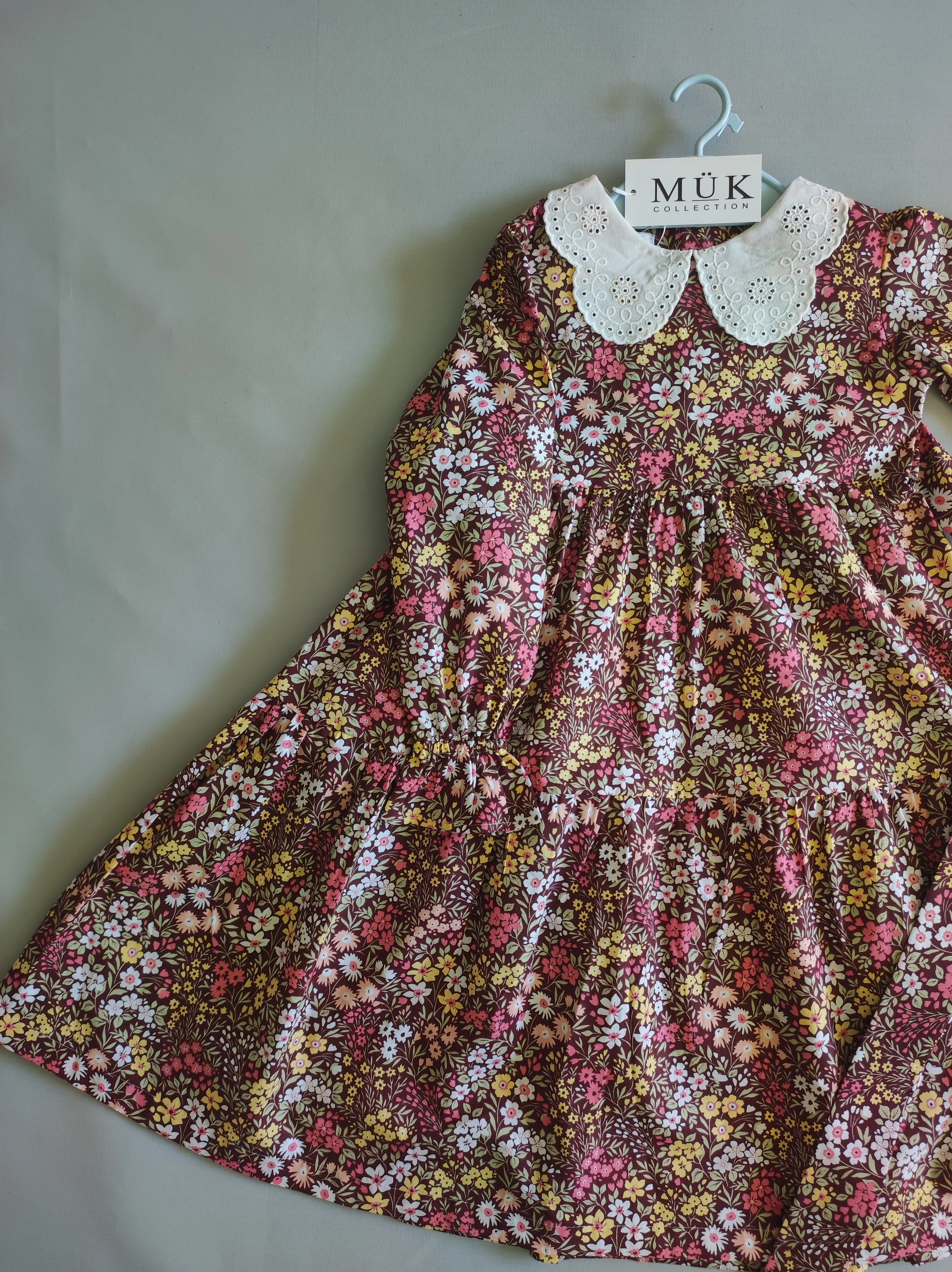 Kız Çocuk Fisto Yaka Desenli Namaz Elbisesi 