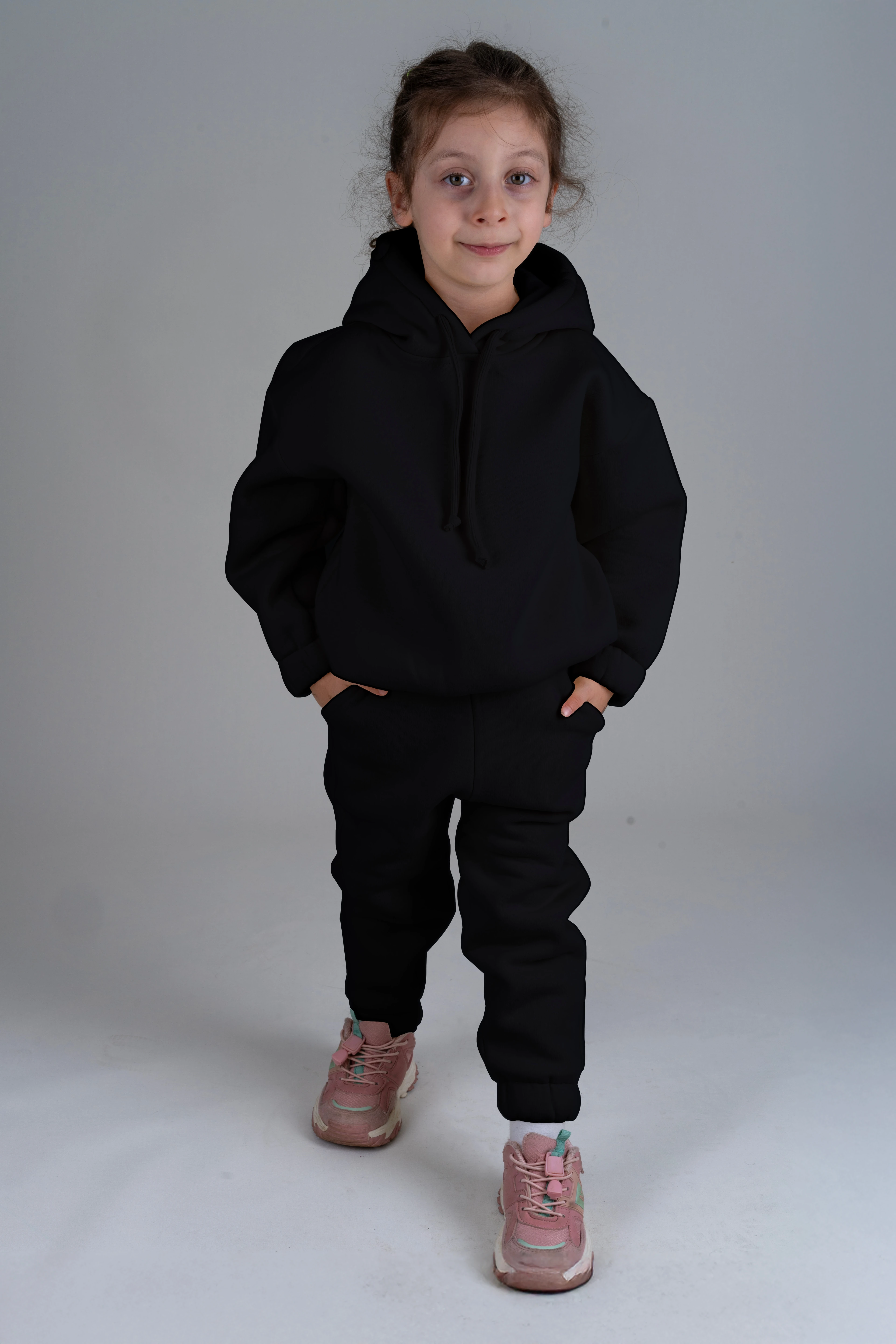 Çocuk Unisex Oversize Jogger Eşofman Takımı - siyah