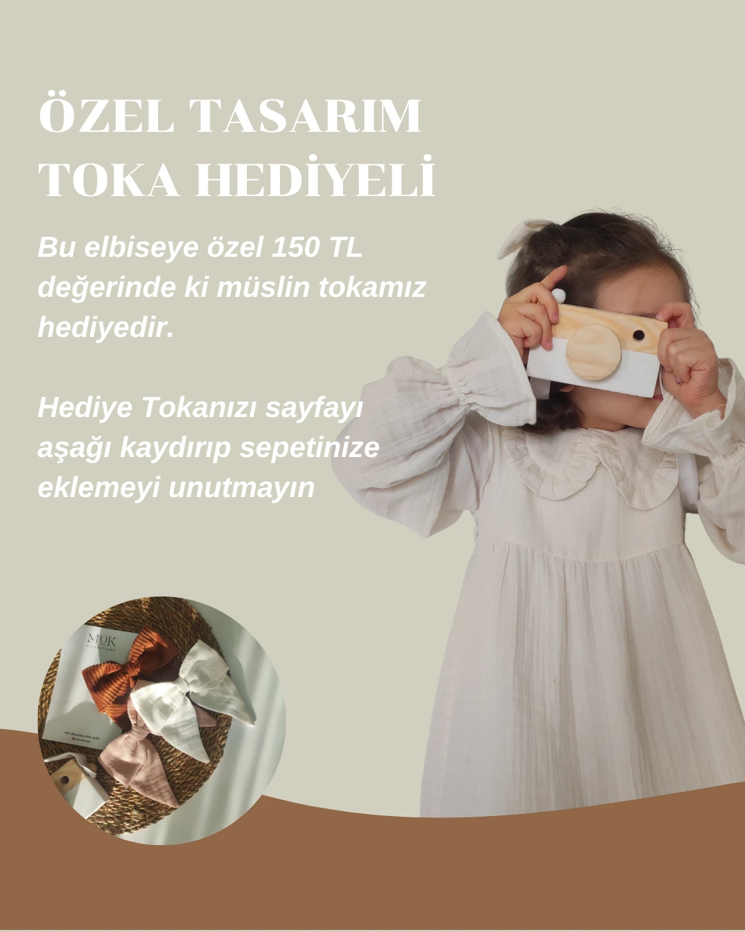 Kız Çocuk Fırfırlı Bebe Yaka Müslin Elbise | Mük Collections - Ekru