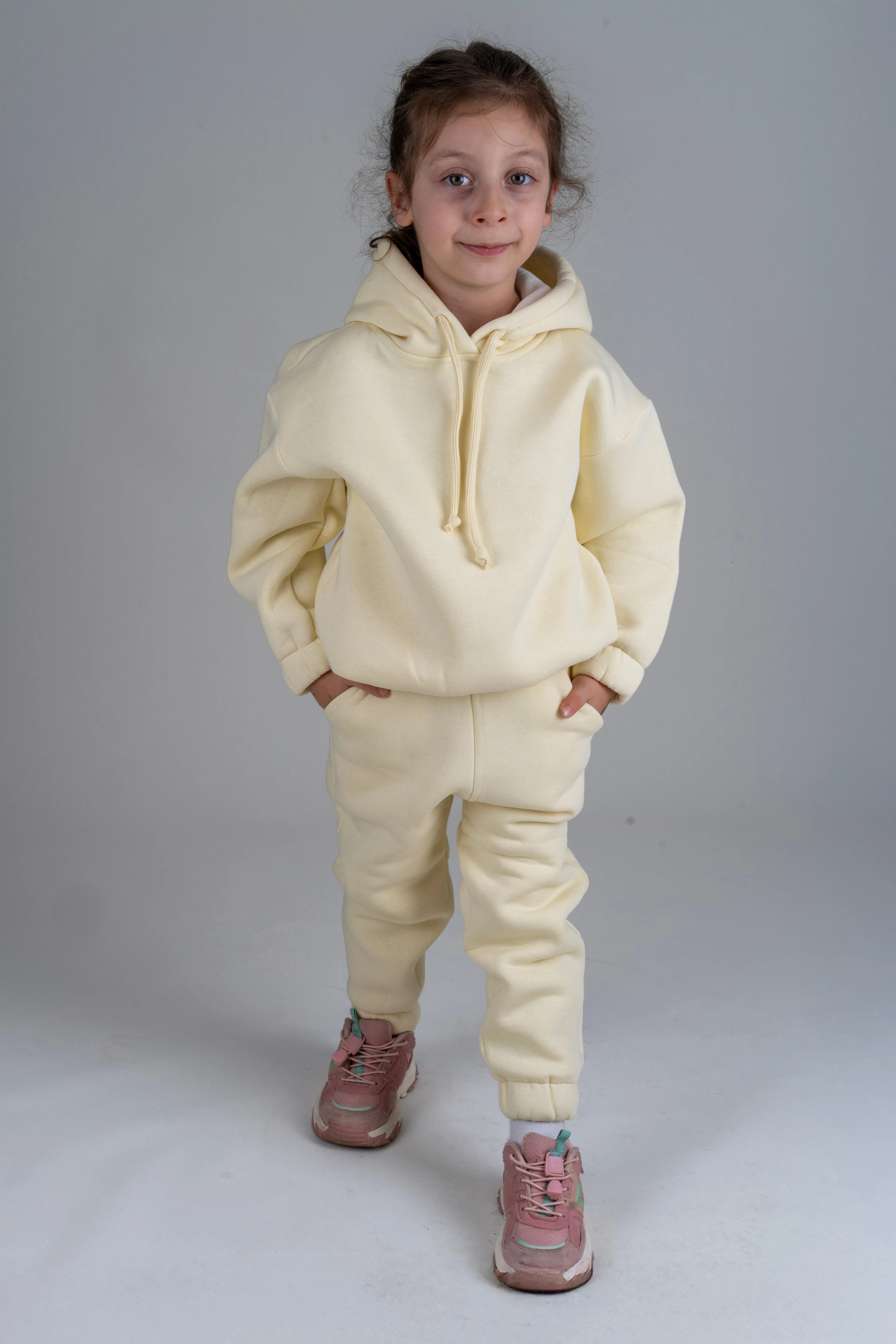 Çocuk Unisex Oversize Jogger Eşofman Takımı - Beyaz