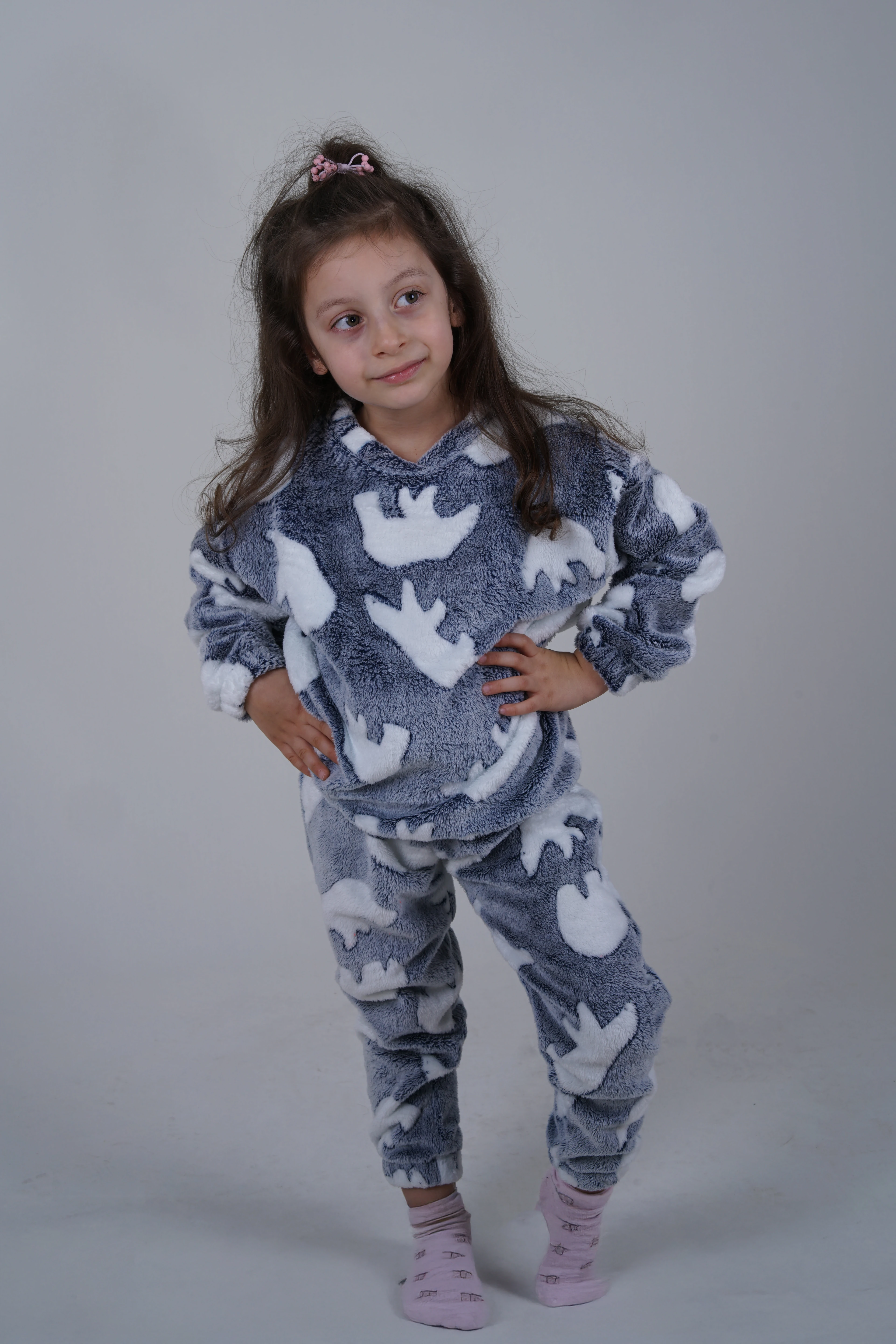 Kutup Ayısı Desenli Welsoft Unisex Çocuk Pijama Takımı