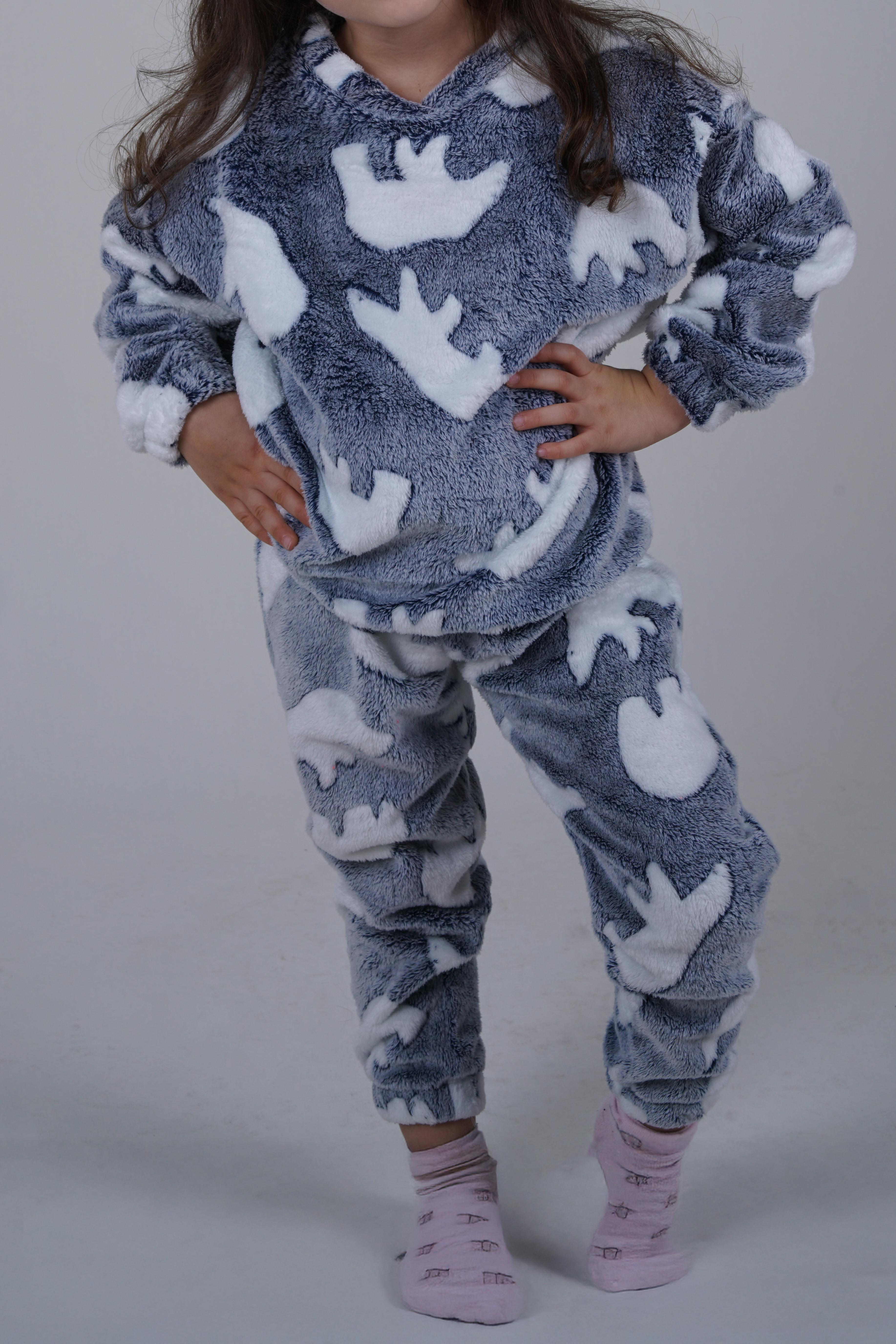 Kutup Ayısı Desenli Welsoft Unisex Çocuk Pijama Takımı