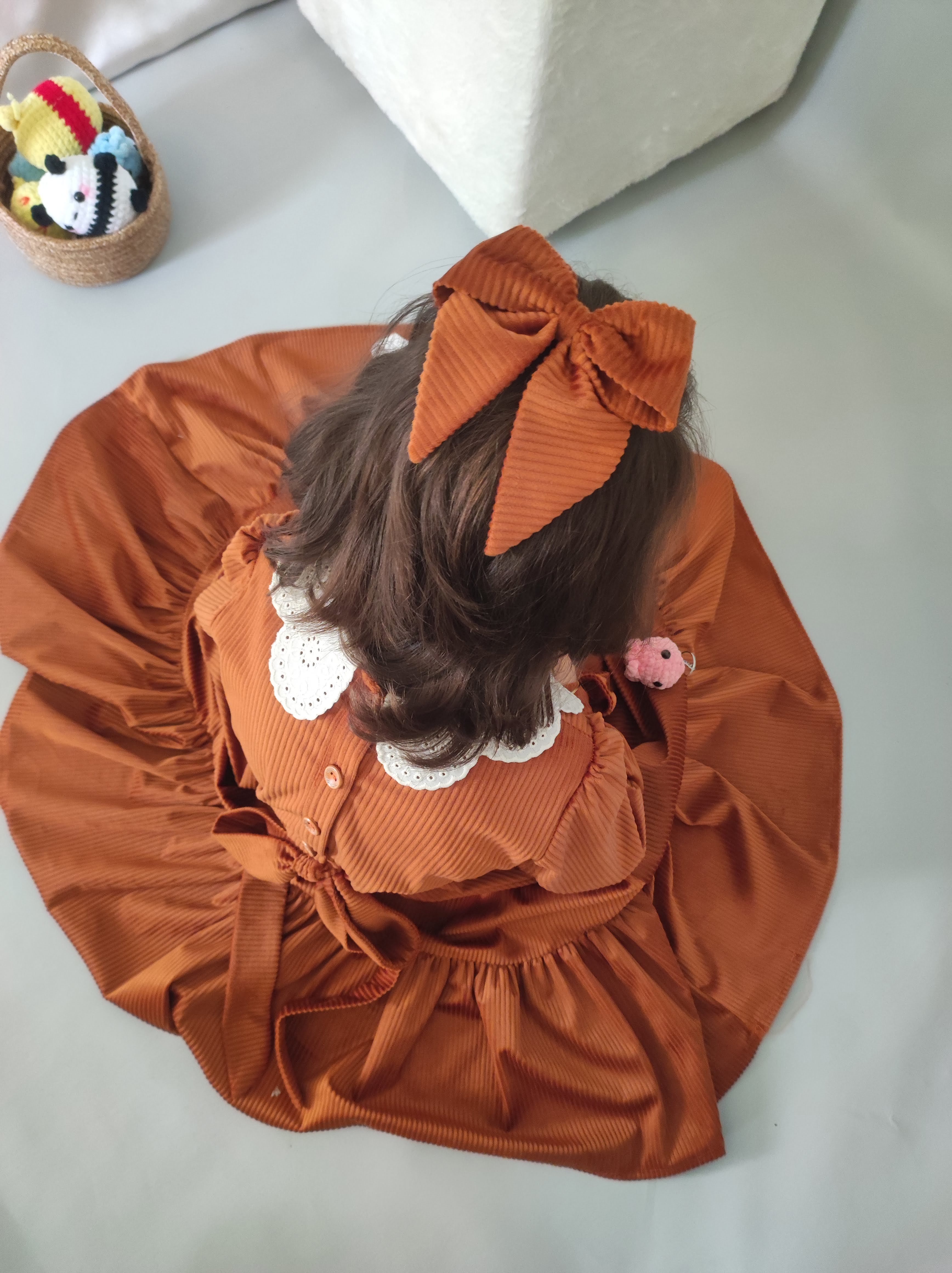 Kız Çocuk Fisto Yaka Kadife Elbise | Mük Collections