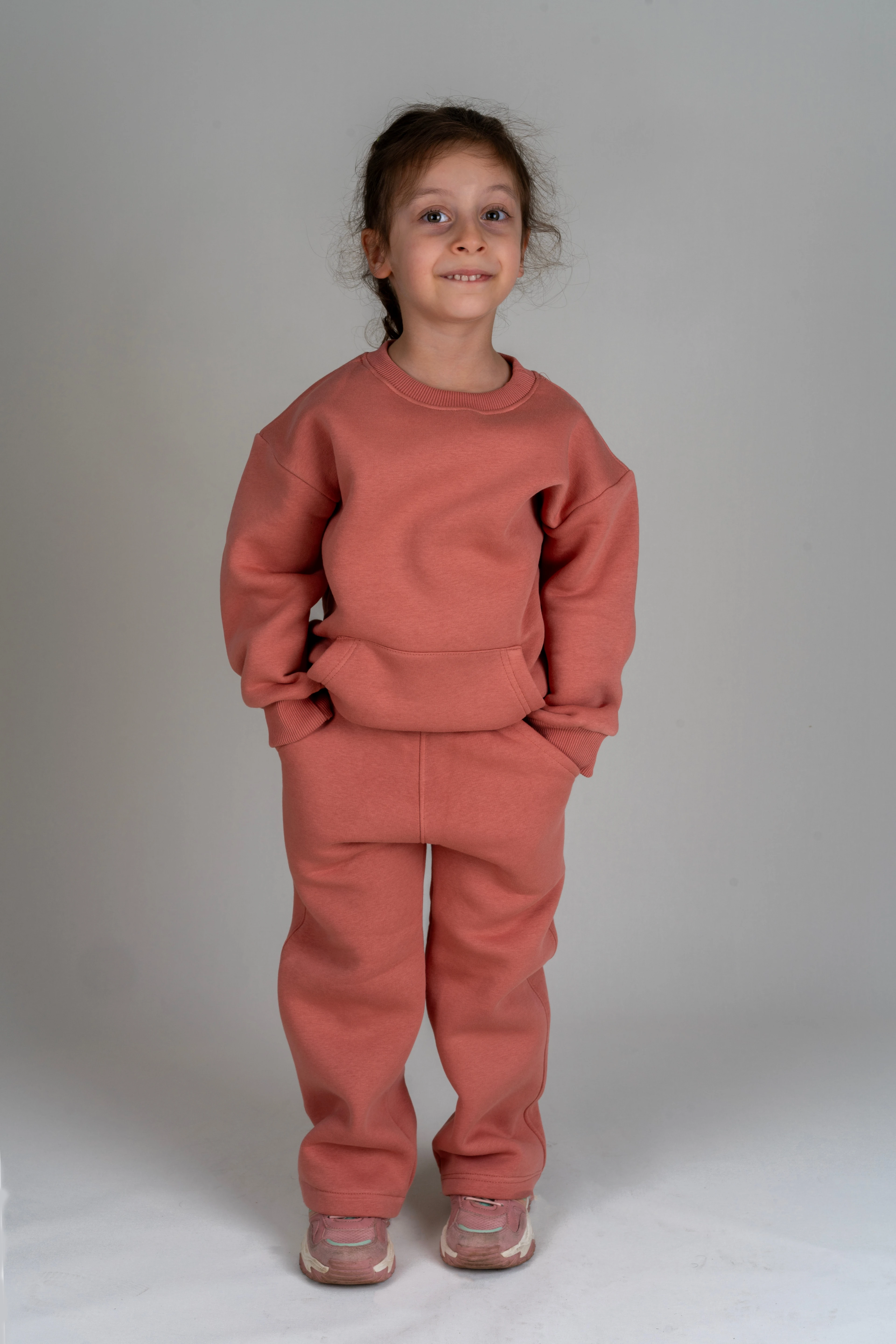 Kız Çocuk Oversıze Bisiklet Yaka Eşofman Takımı