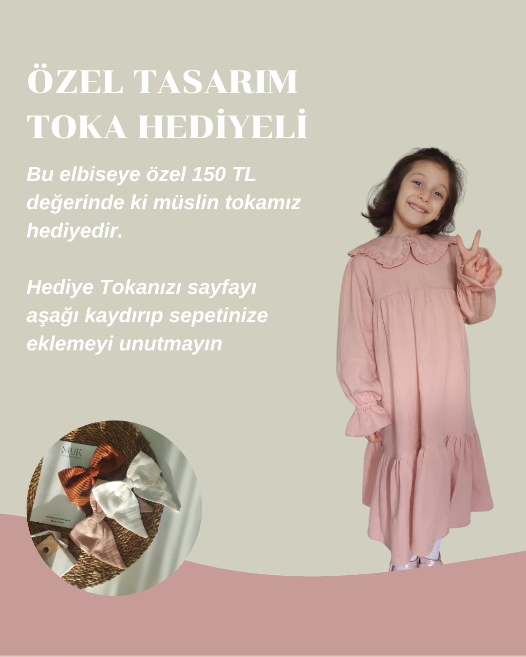 Kız Çocuk Fırfırlı Bebe Yaka Müslin Elbise | Mük Collections