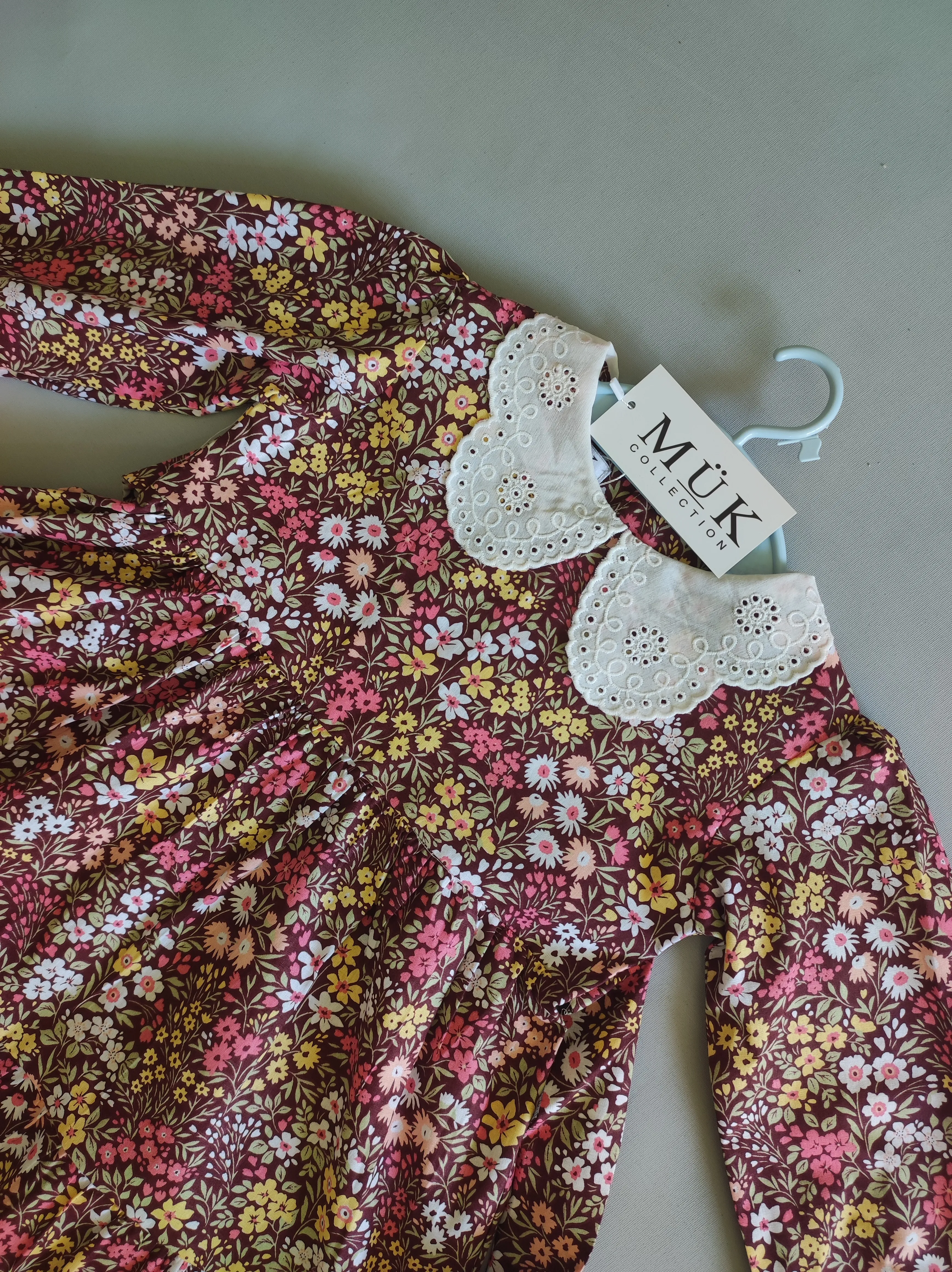 Kız Çocuk Fisto Yaka Desenli Namaz Elbisesi 