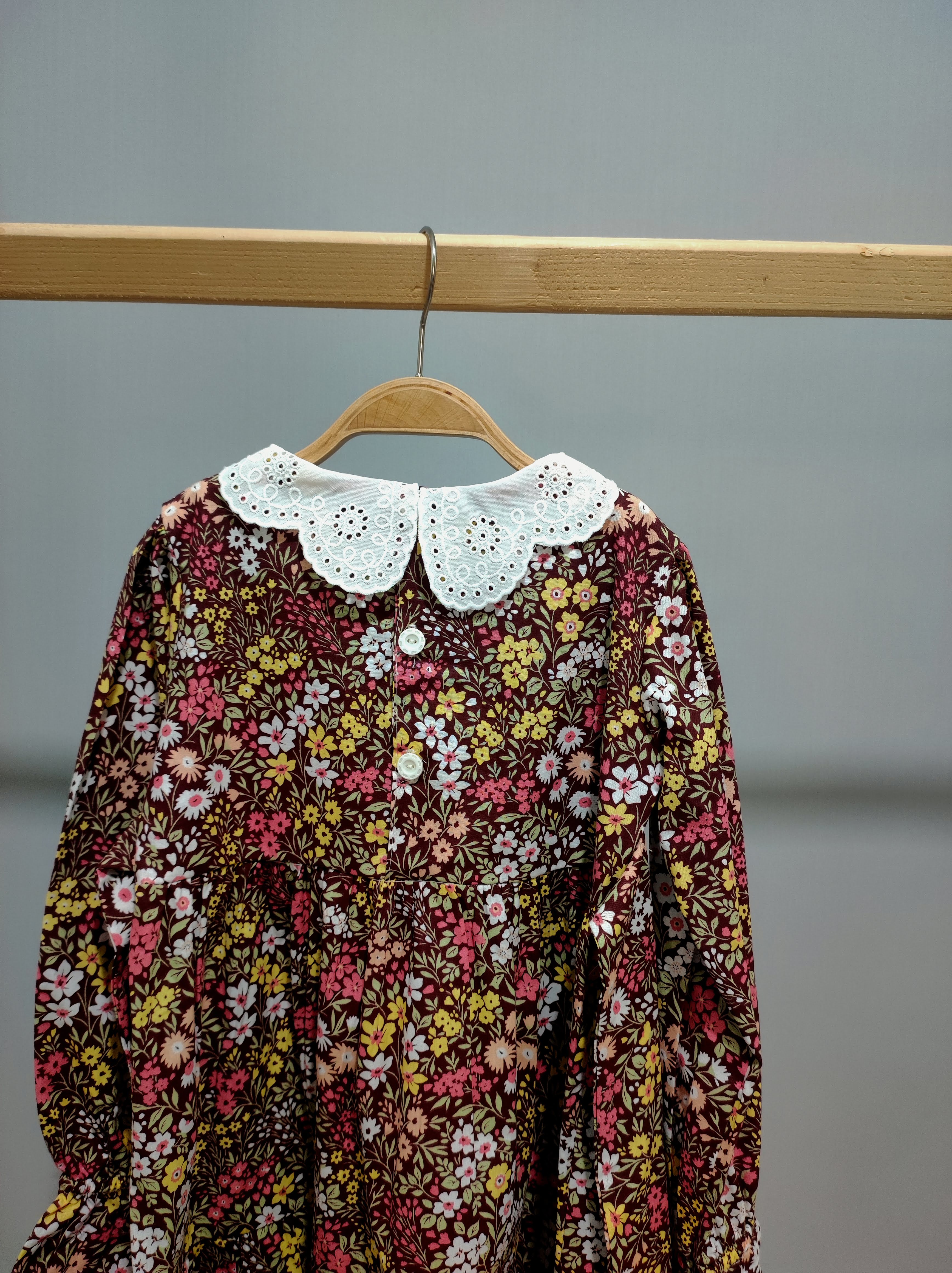 Kız Çocuk Fisto Yaka Desenli Namaz Elbisesi 