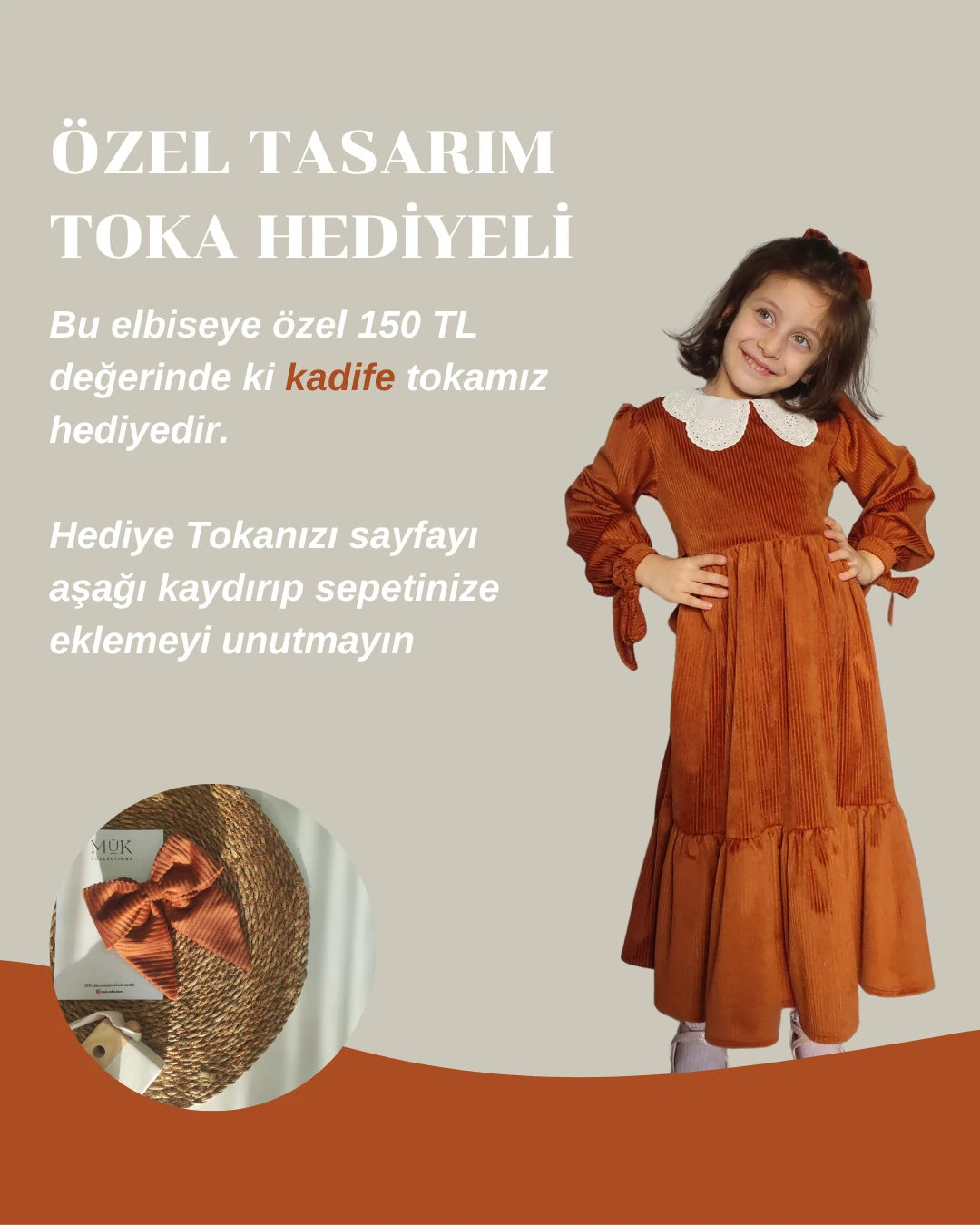 Kız Çocuk Fisto Yaka Kadife Elbise | Mük Collections