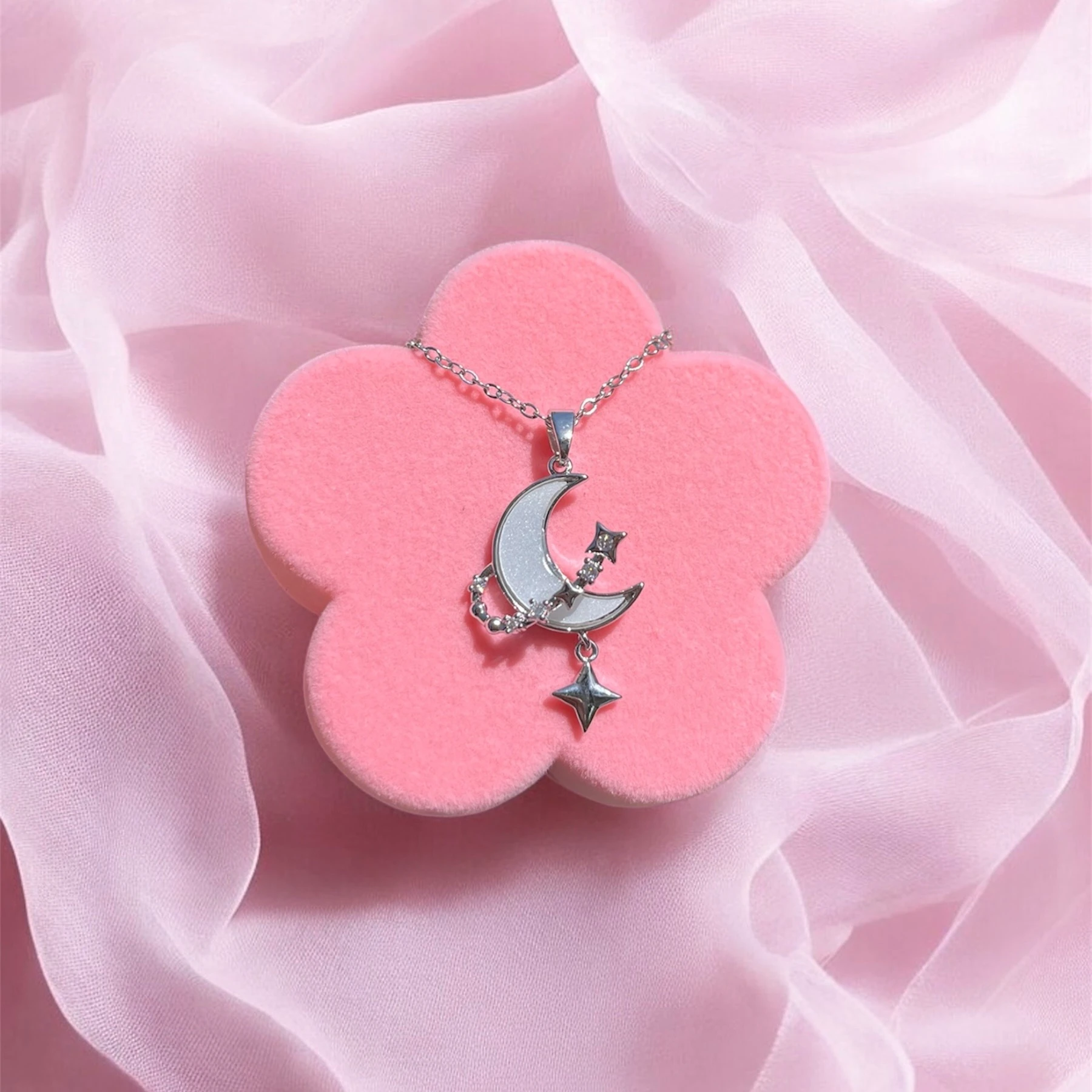 Çelik ay yıldız kolye
