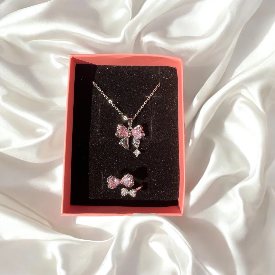 Pembe Kurdele Set| Pembe Sonsuzluk Gülü Hediye Kutusu