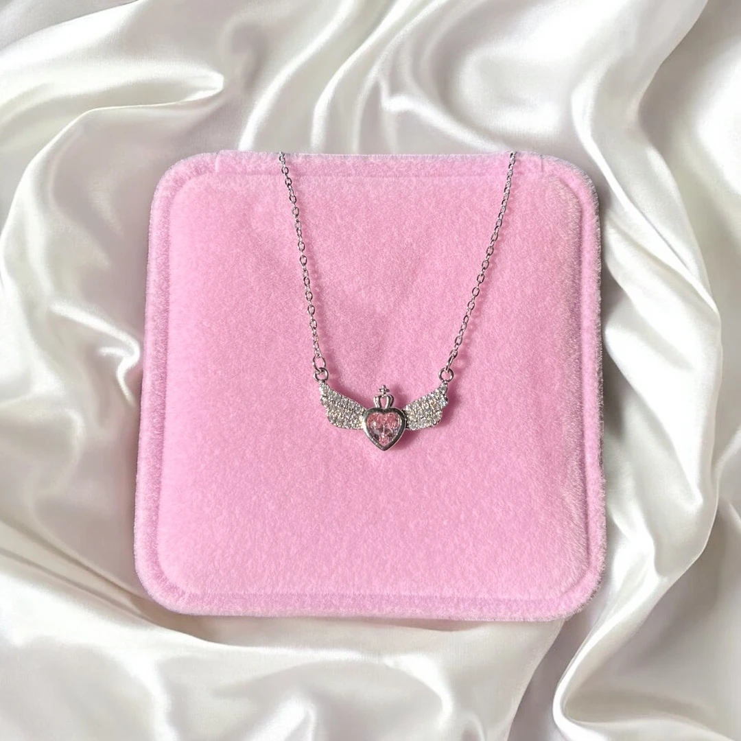 Çelik | Melek Kanadı Kalp Kolye