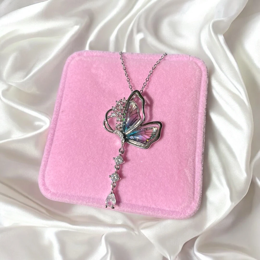 Çelik | Parıltılı Kelebek Kolye