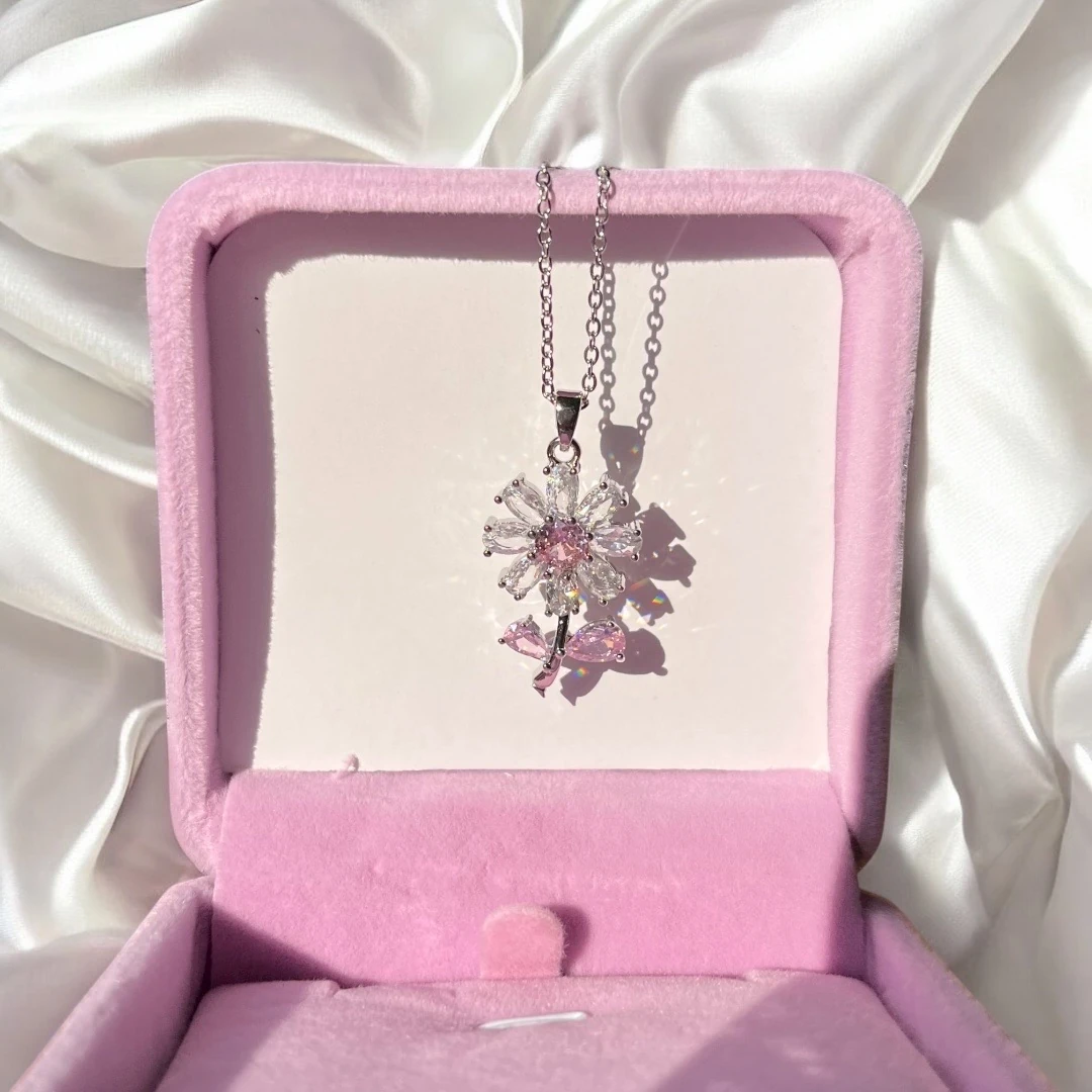 Çelik | Pembe Papatya Kolye