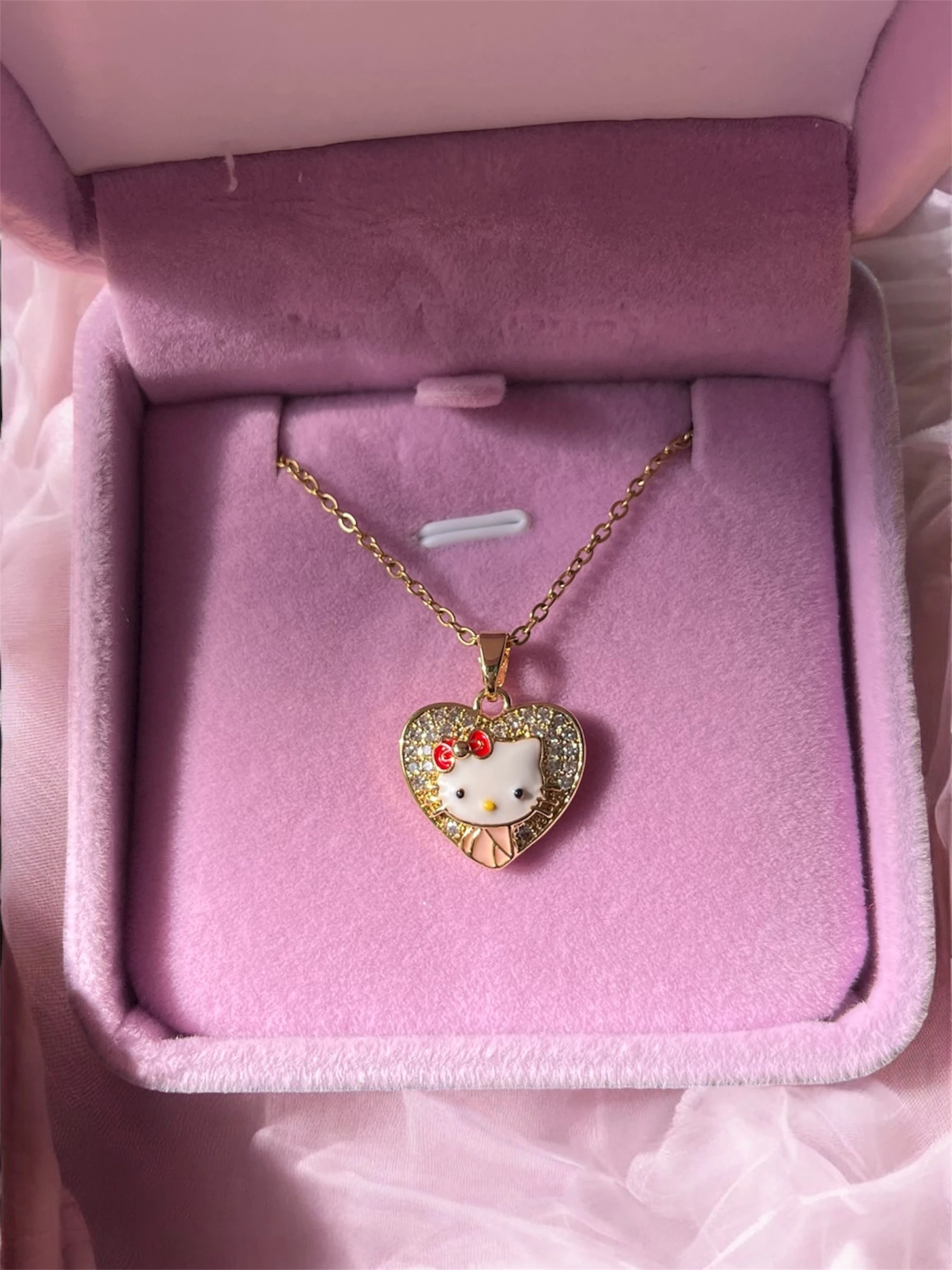 Çelik | Kalpli Hello Kitty Kolye