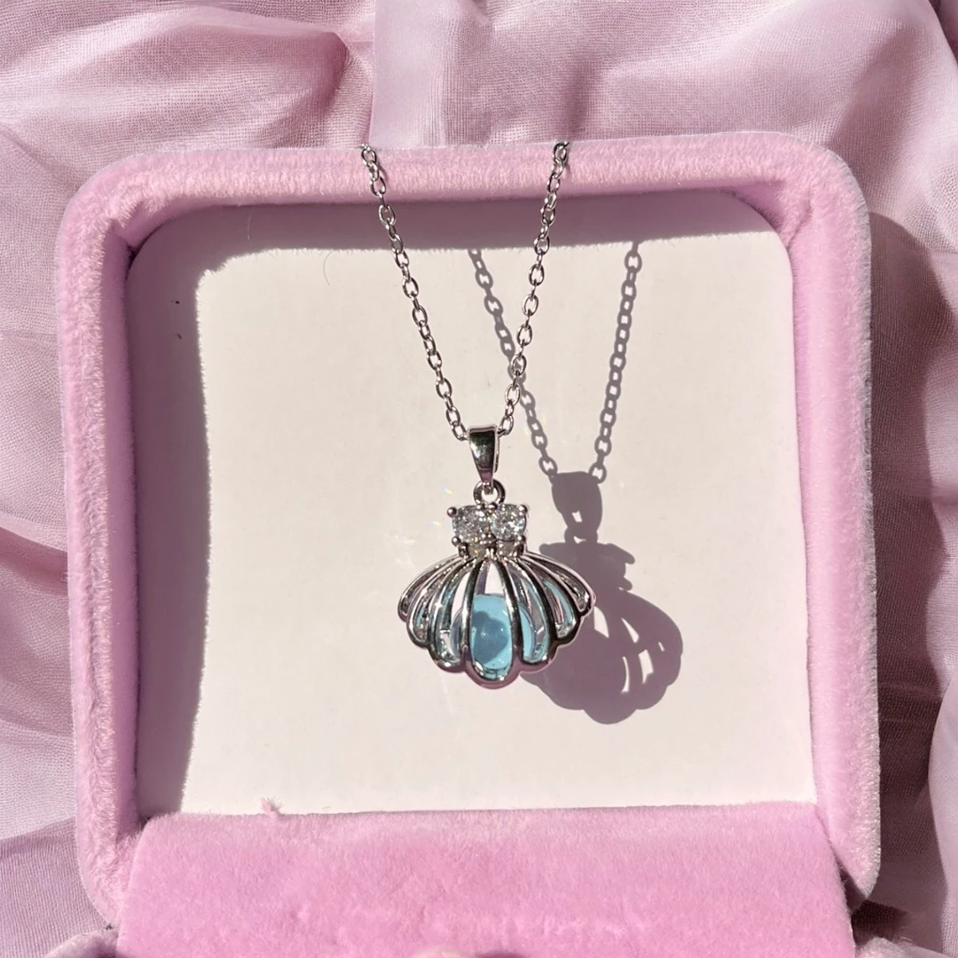 Çelik | Mavi istiridye kolye